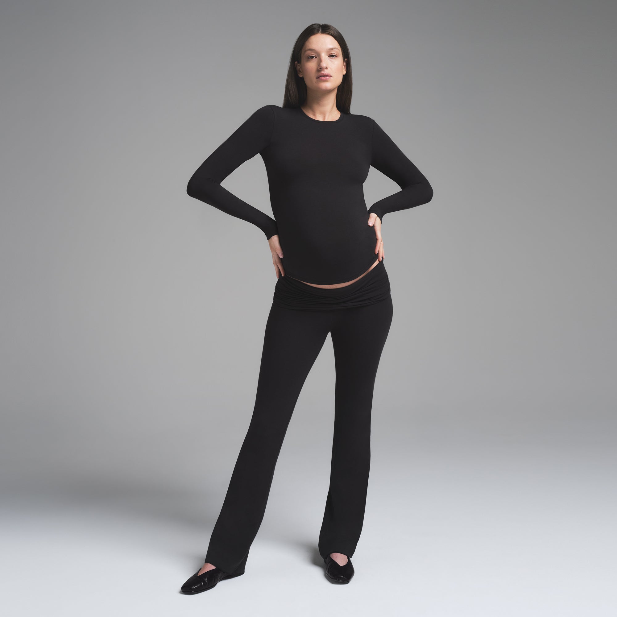 COTTON JERSEY MATERNITY LONG SLEEVE T-SHIRT | SOOT - Image 4