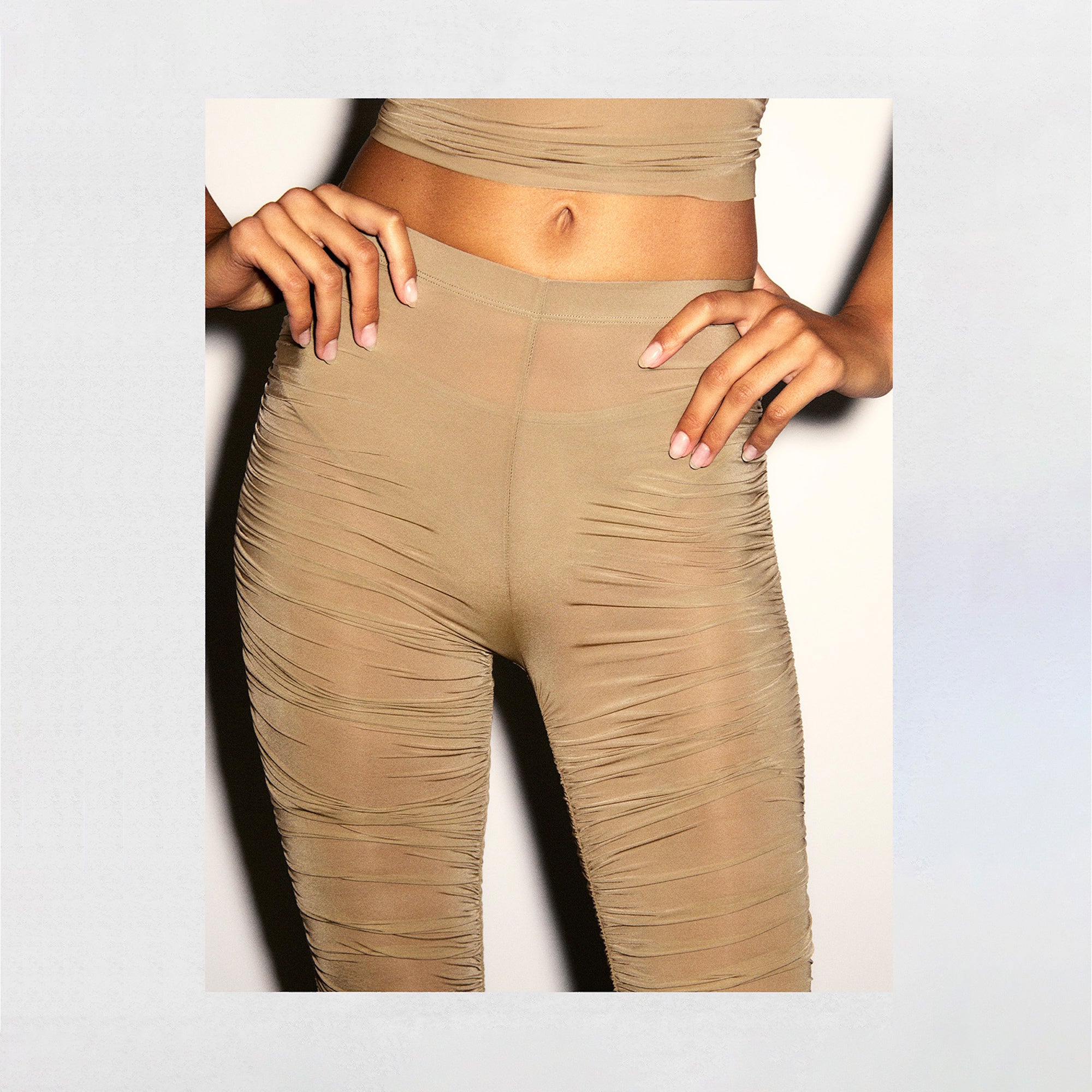 MILKY SHEER HIGH-WAISTED LEGGING | TRUFFLE - Image 5