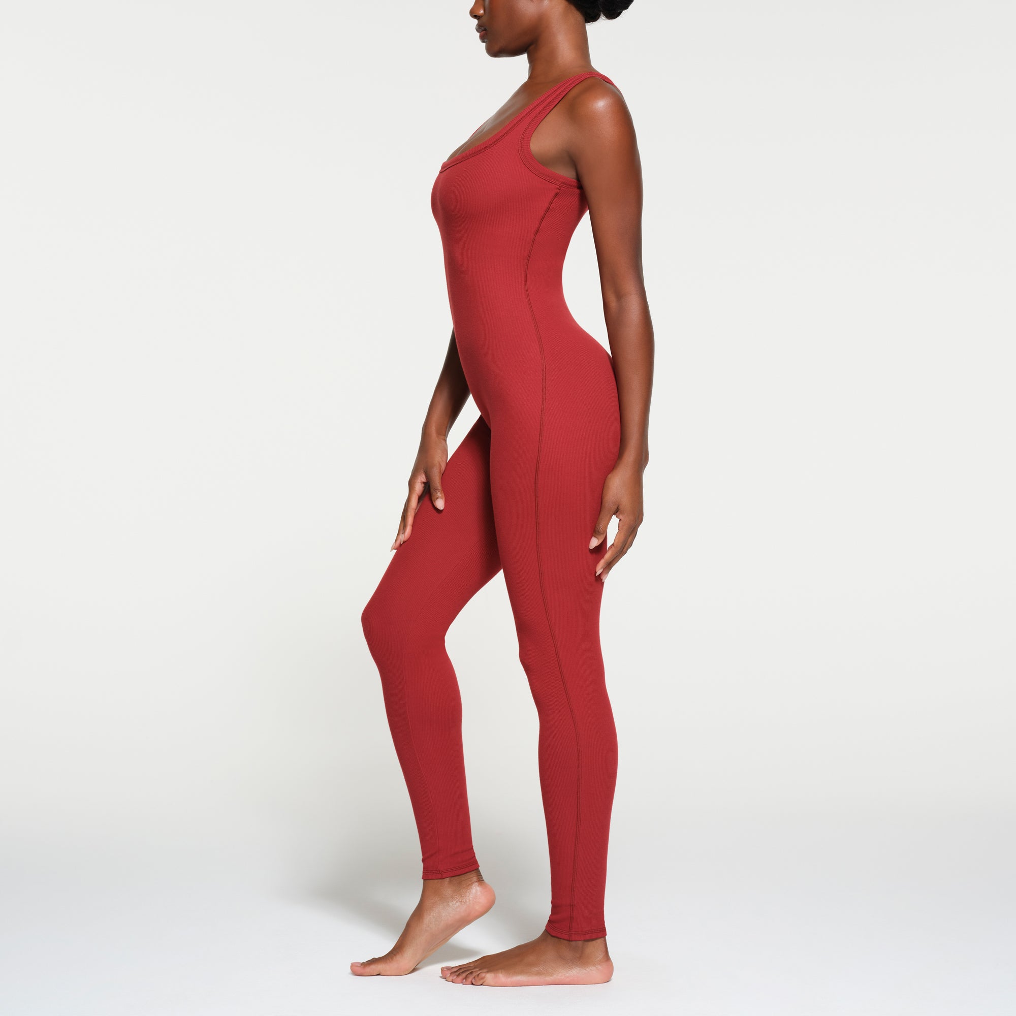 COTTON RIB TANK CATSUIT | BRICK MULTI - Image 2