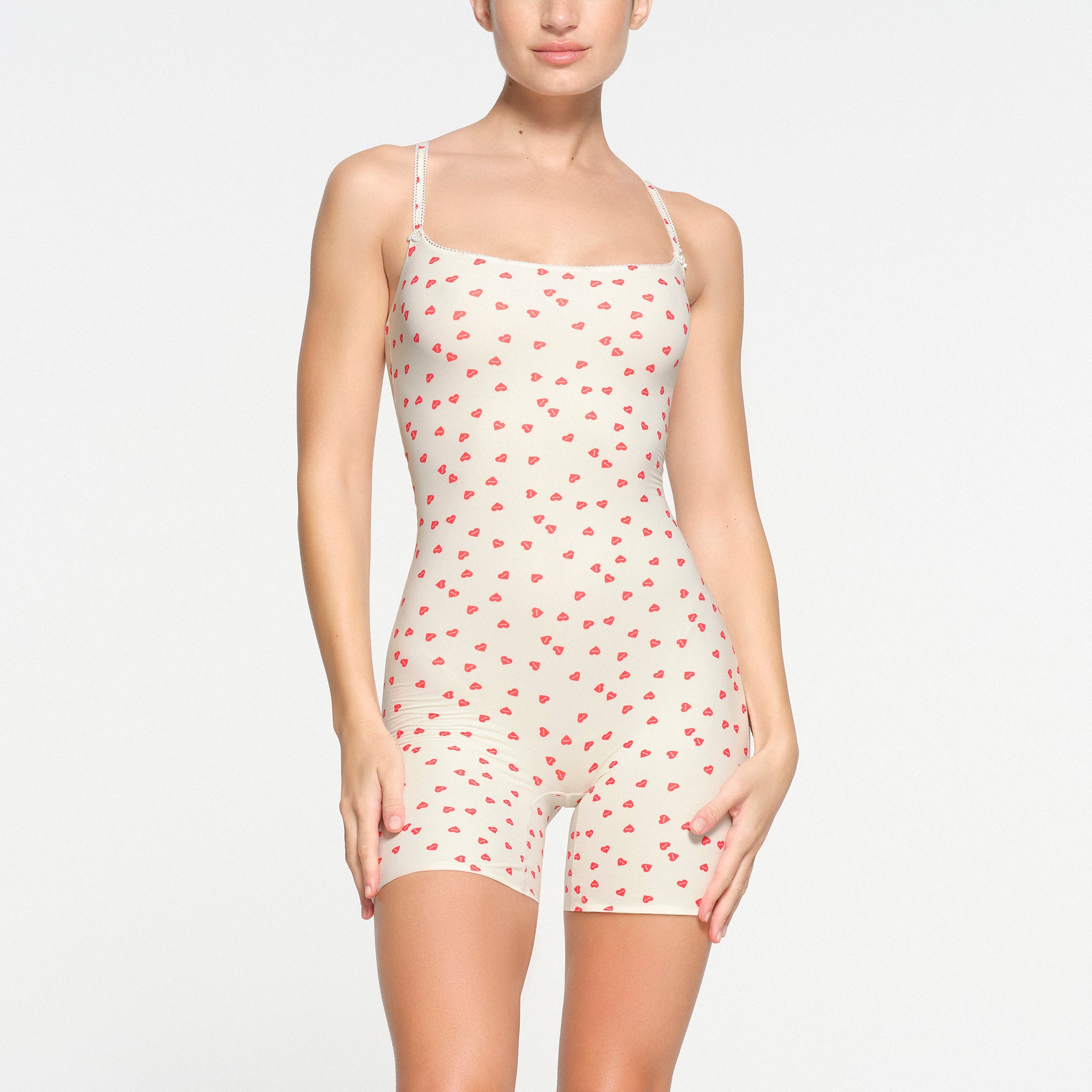 FITS EVERYBODY PICOT ONESIE | RUBY HEART PRINT