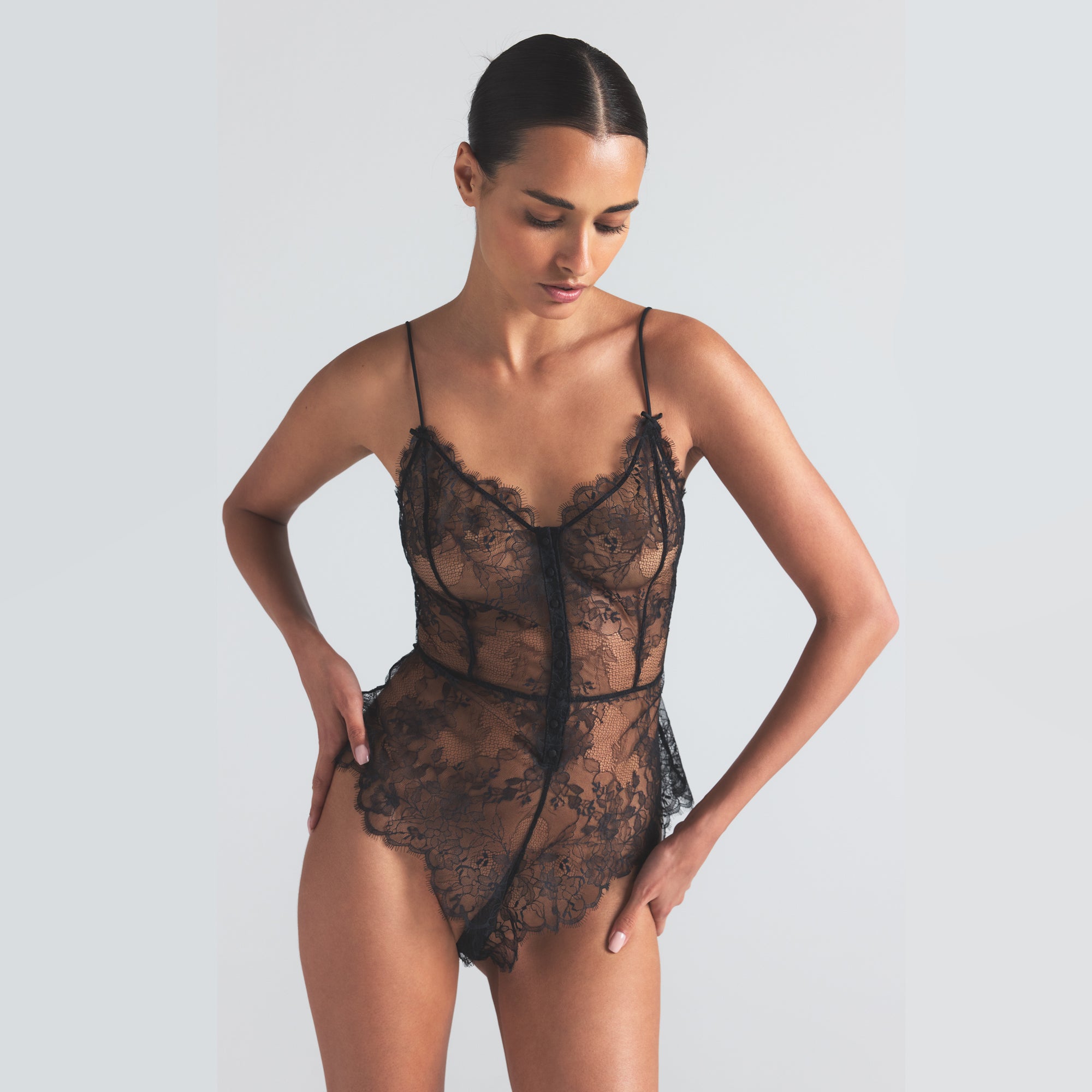 ULTRA FINE LACE TEDDY | ONYX - Image 2