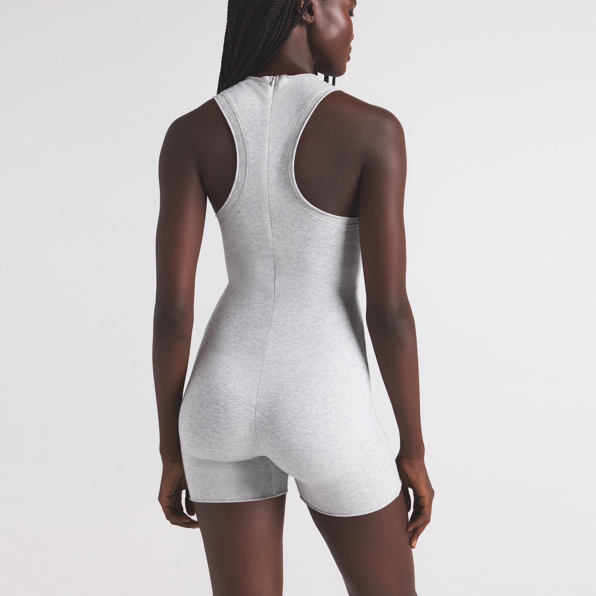 COTTON JERSEY TANK ONESIE | LIGHT HEATHER GREY - Image 4