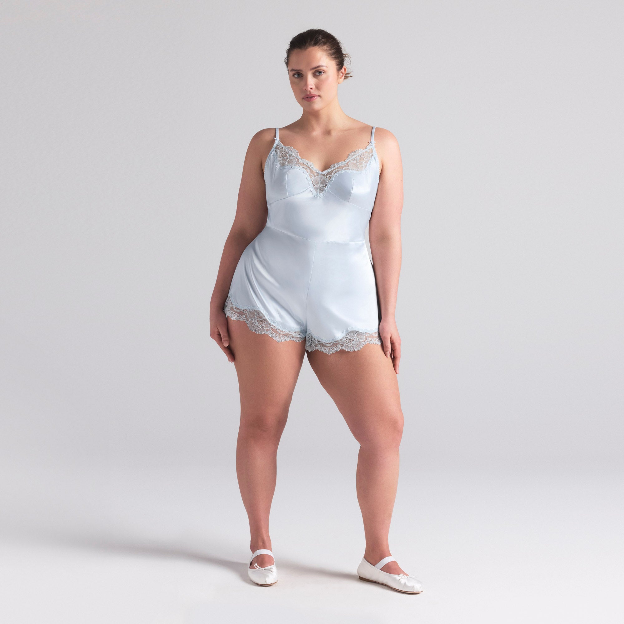 WOVEN SHINE LACE TEDDY | CLOUD - Image 3