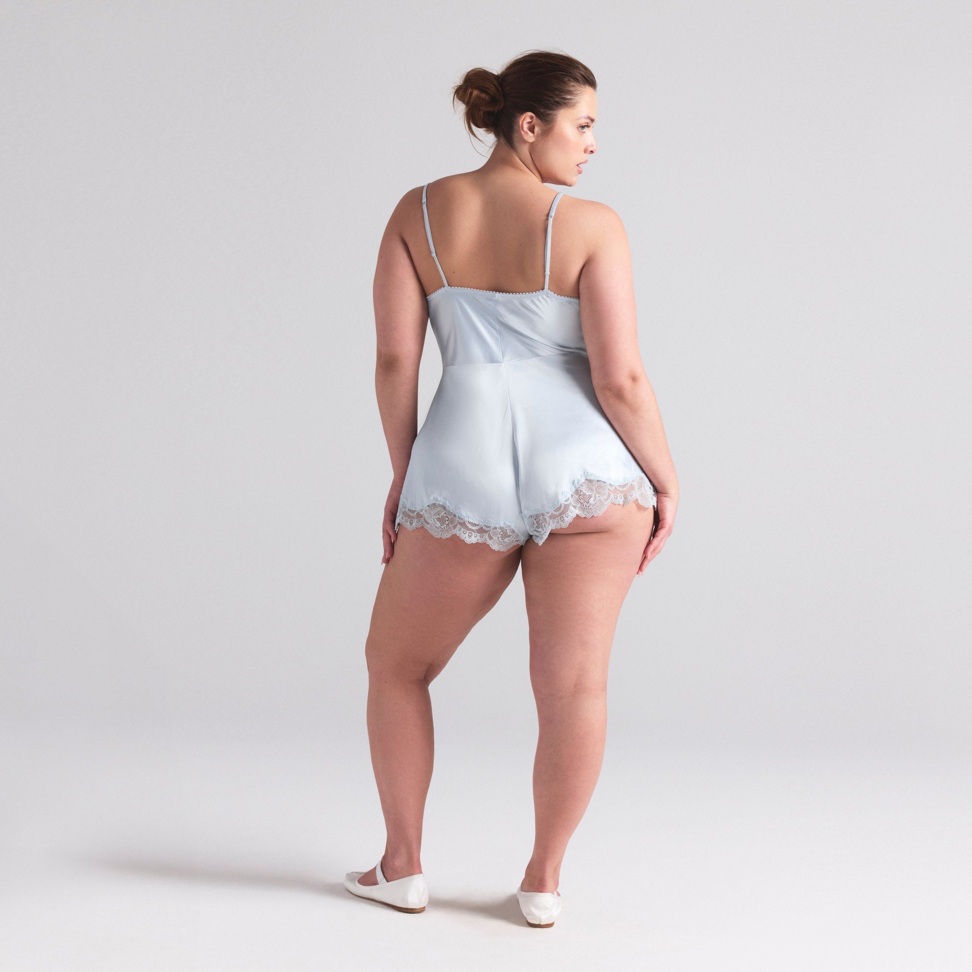 WOVEN SHINE LACE TEDDY | CLOUD - Image 4