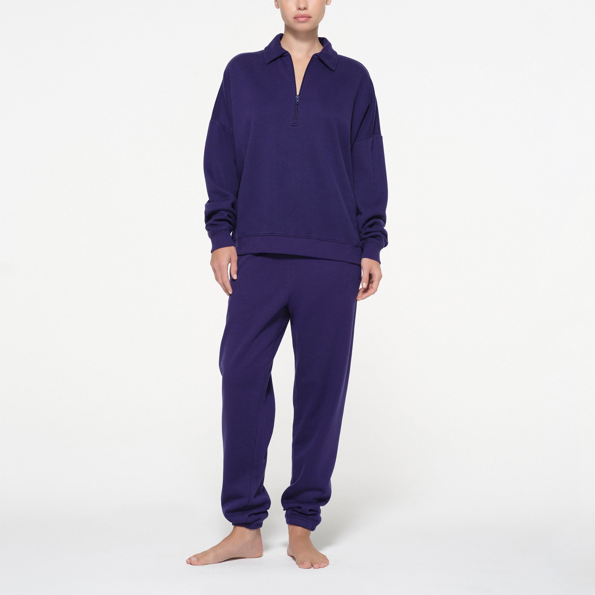 COTTON FLEECE OVERSIZED QUARTER ZIP PULLOVER | CONCORD