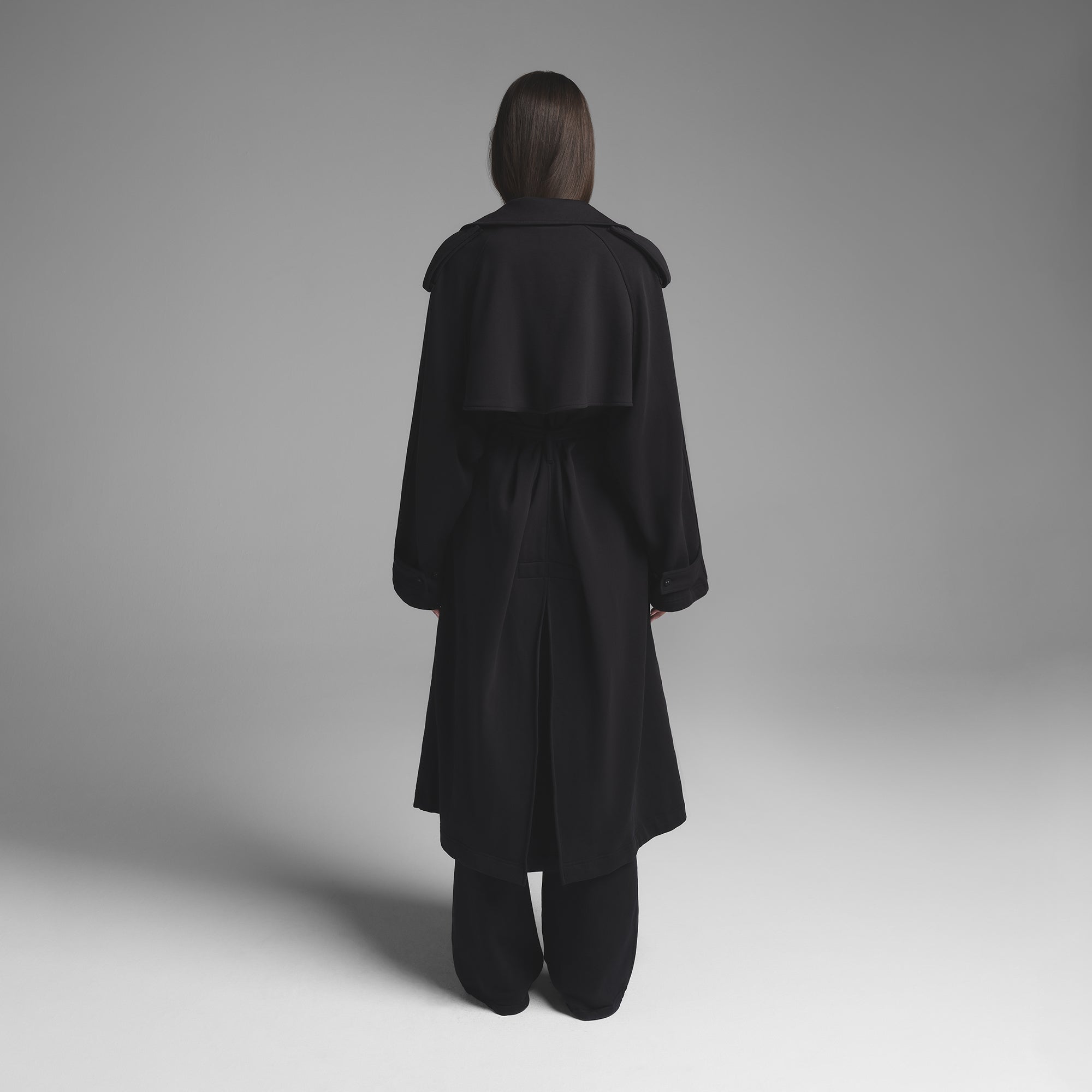 BOYFRIEND FLEECE TRENCH COAT | WASHED ONYX - Image 4