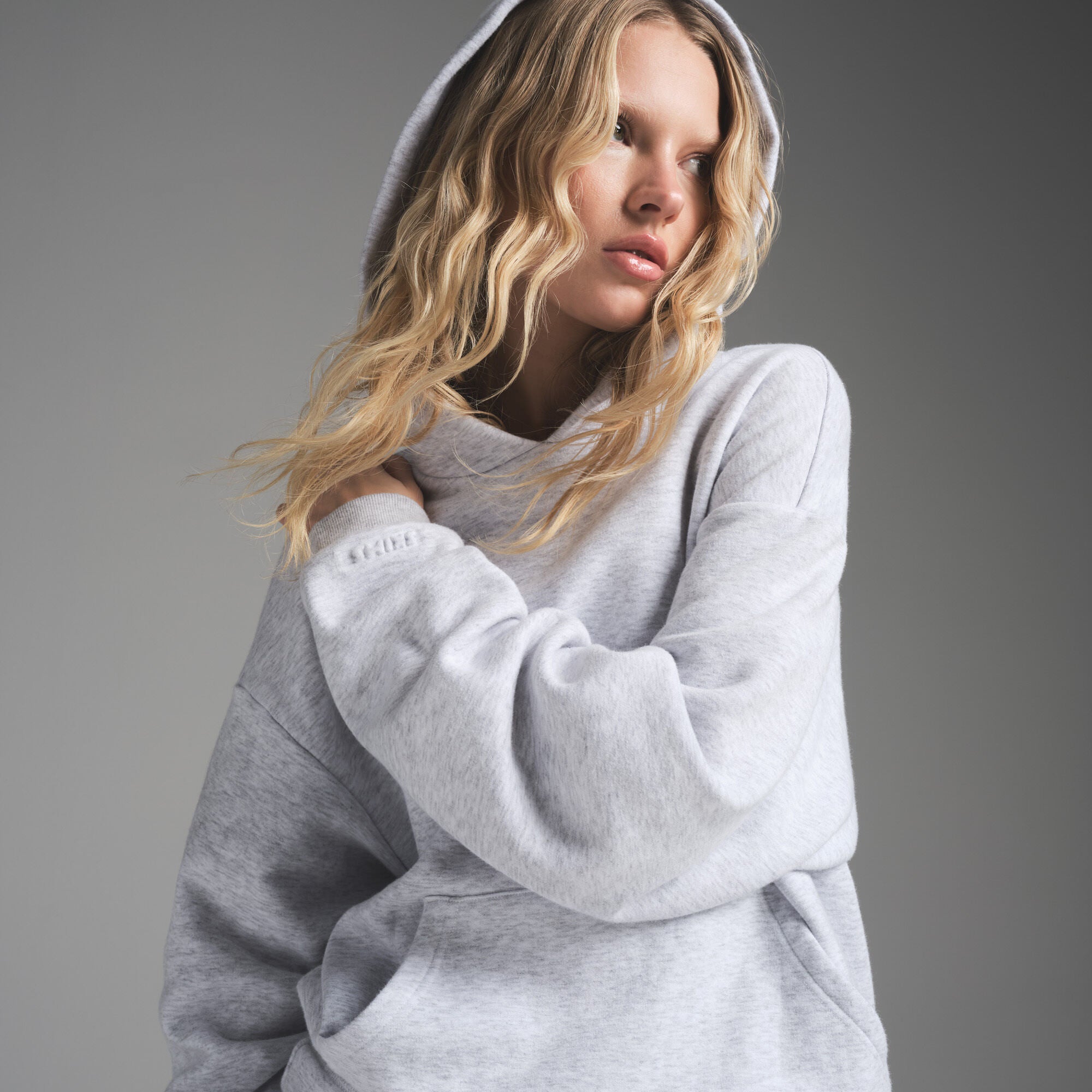 COTTON FLEECE CLASSIC HOODIE | LIGHT HEATHER GREY - Image 3