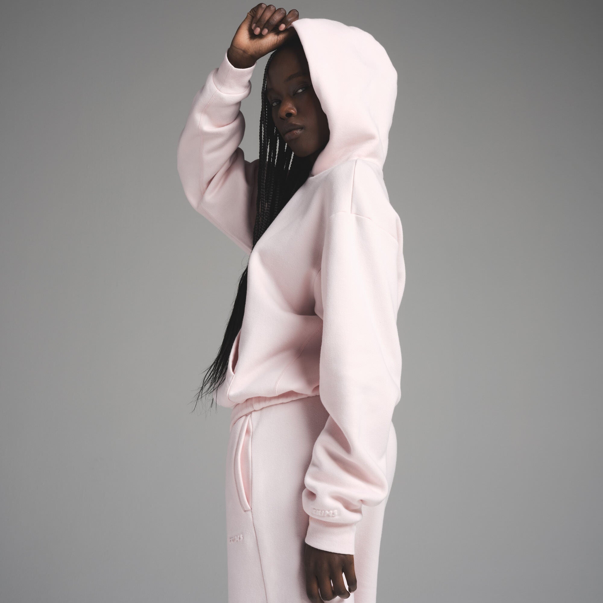 COTTON FLEECE CLASSIC HOODIE | BARELY PINK - Image 3