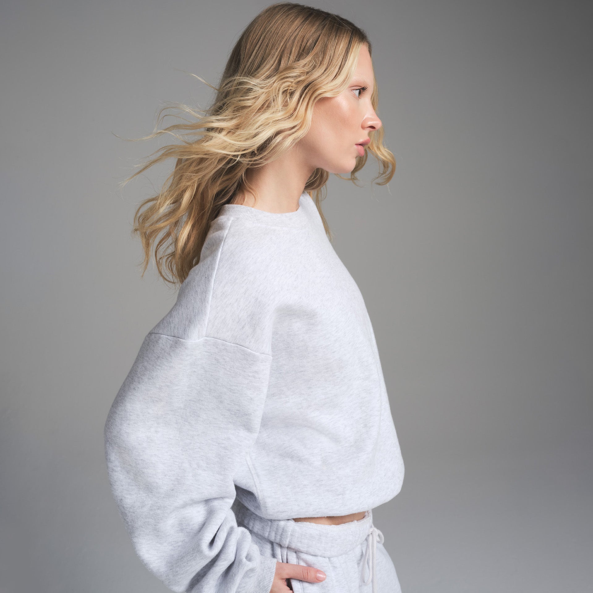 COTTON FLEECE CLASSIC CREWNECK | LIGHT HEATHER GREY - Image 2