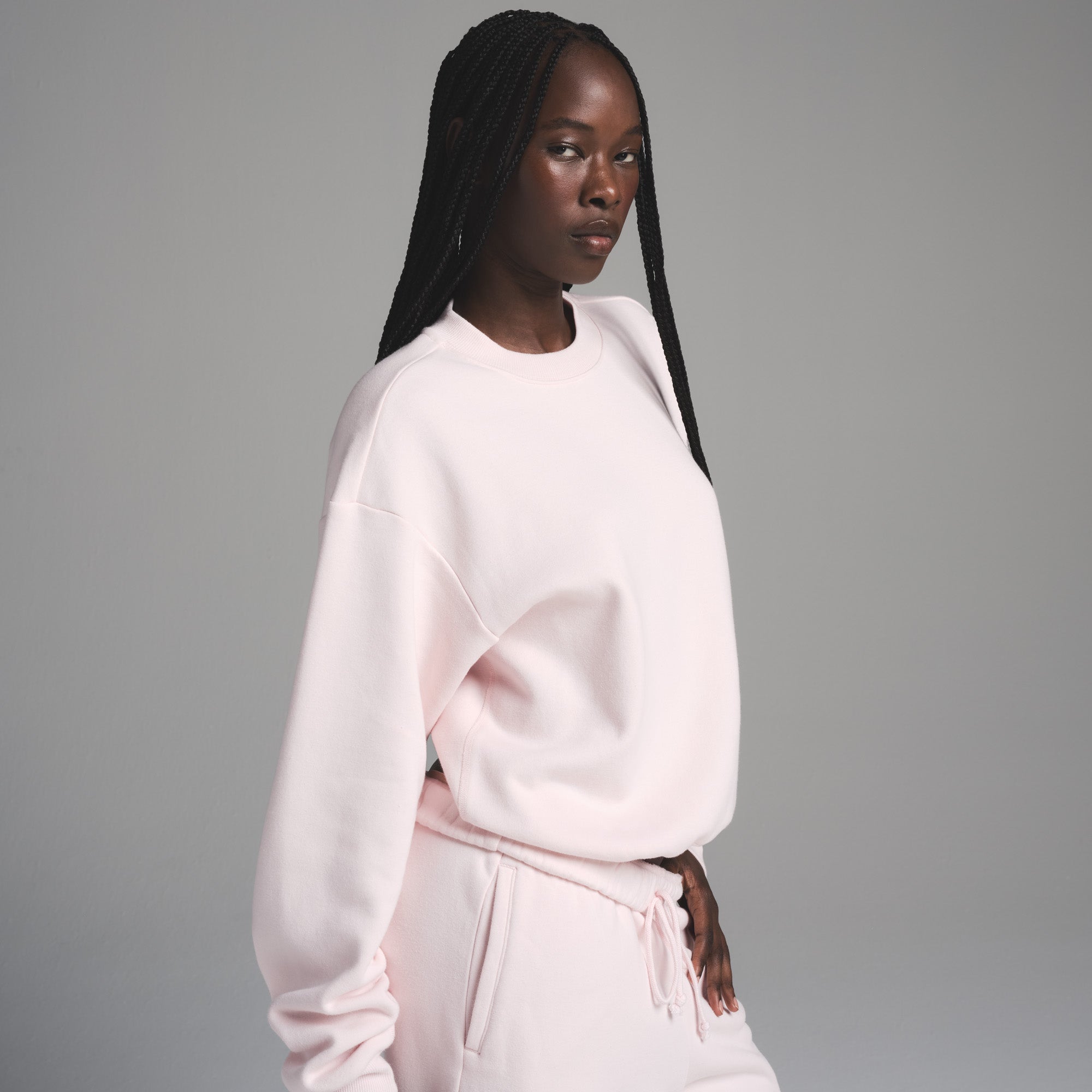 COTTON FLEECE CLASSIC CREWNECK | BARELY PINK - Image 3