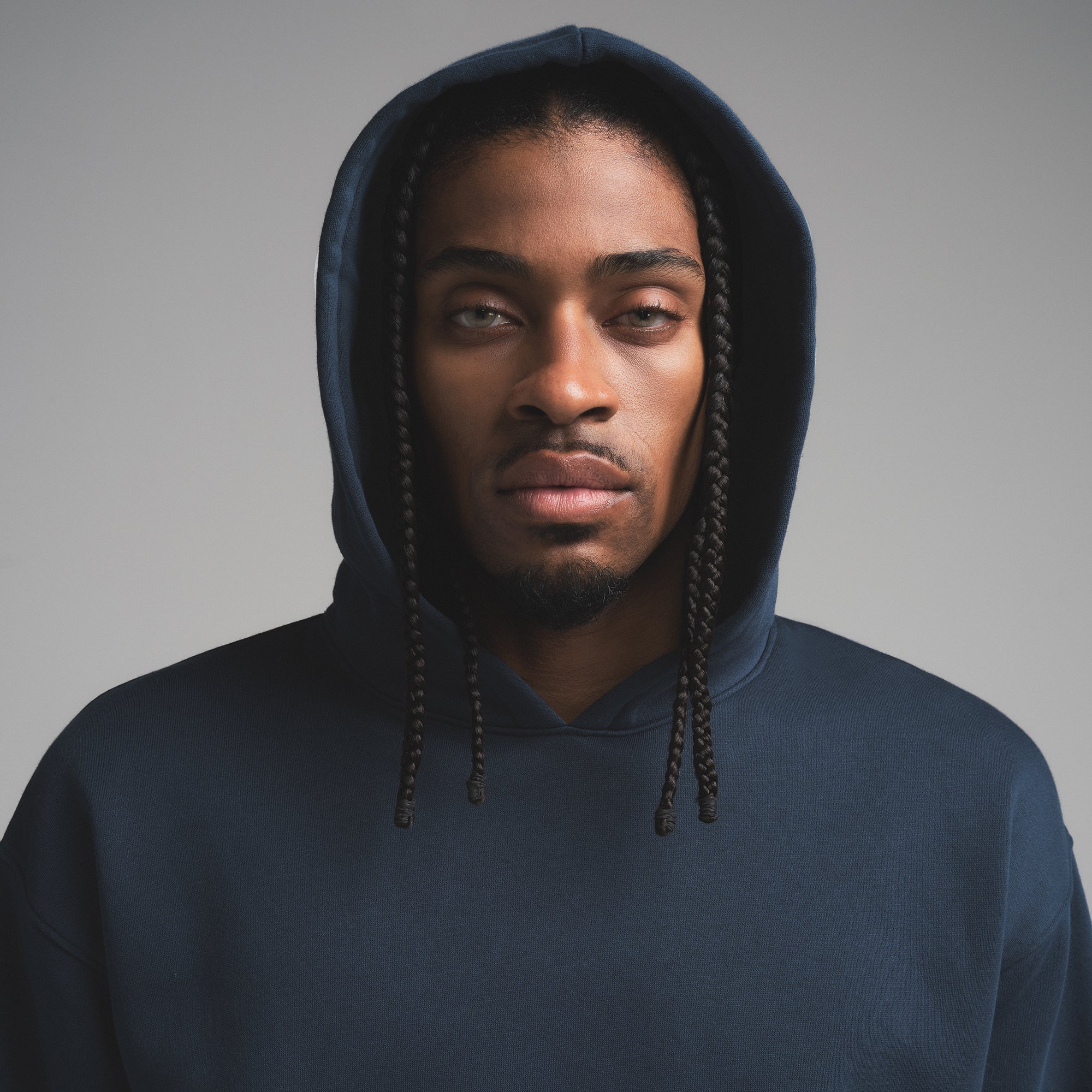 FLEECE LOUNGE MENS RELAXED HOODIE | NAVY - Image 2