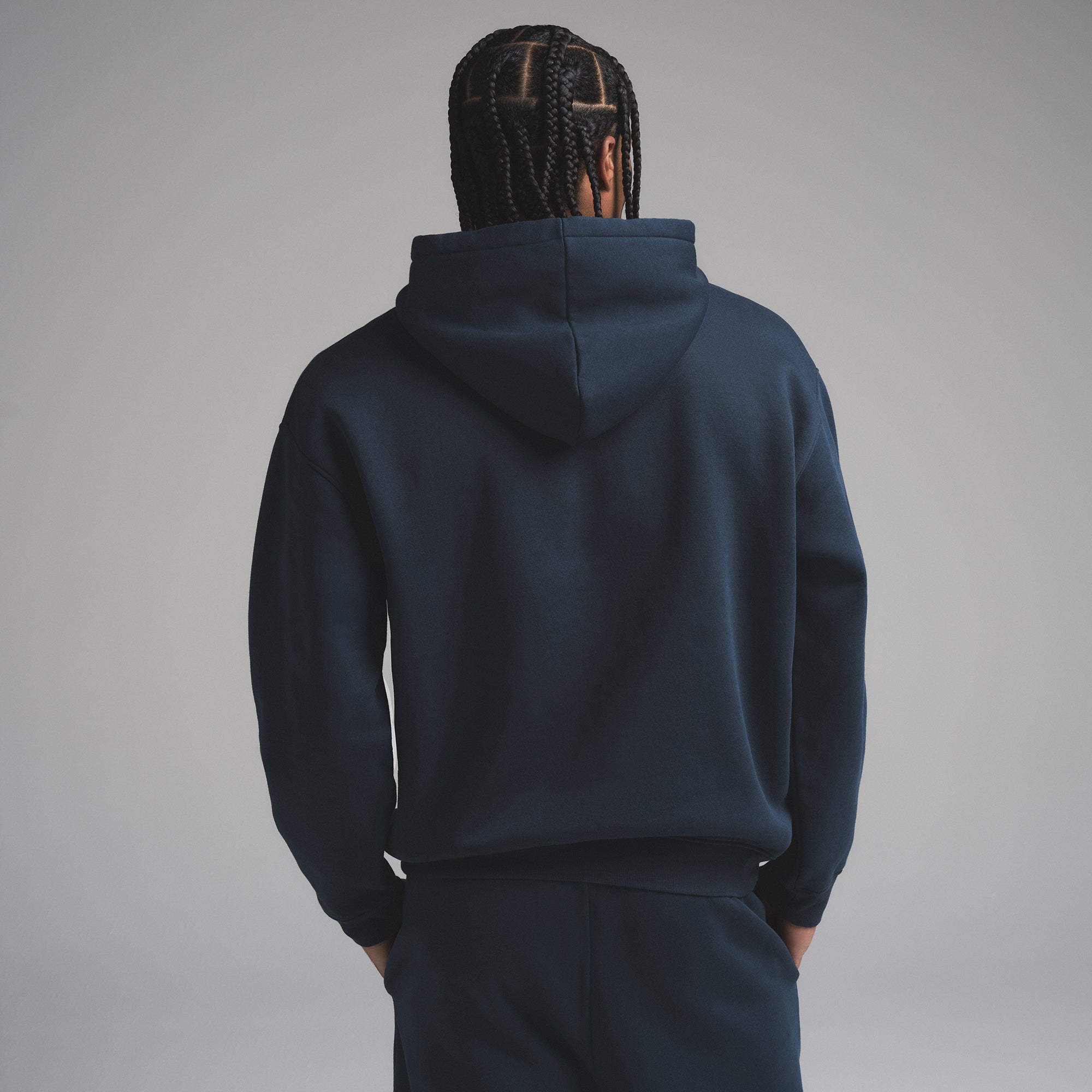 FLEECE LOUNGE MENS RELAXED HOODIE | NAVY - Image 4