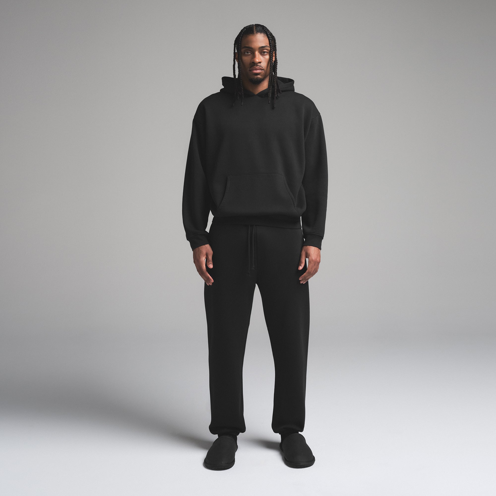 FLEECE LOUNGE MENS RELAXED HOODIE | WASHED ONYX