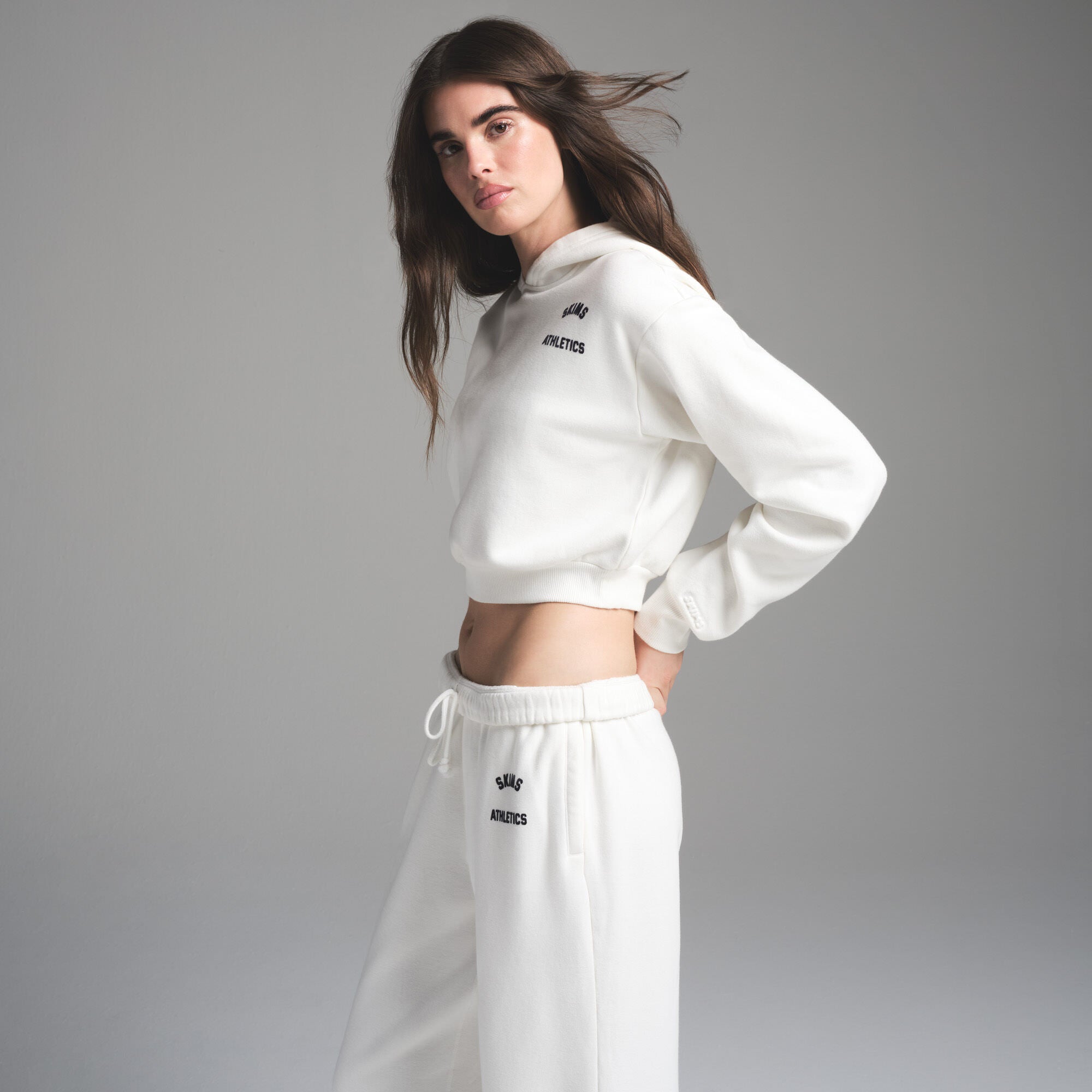 COTTON FLEECE SHRUNKEN HOODIE | MARBLE GRAPHIC - Image 3