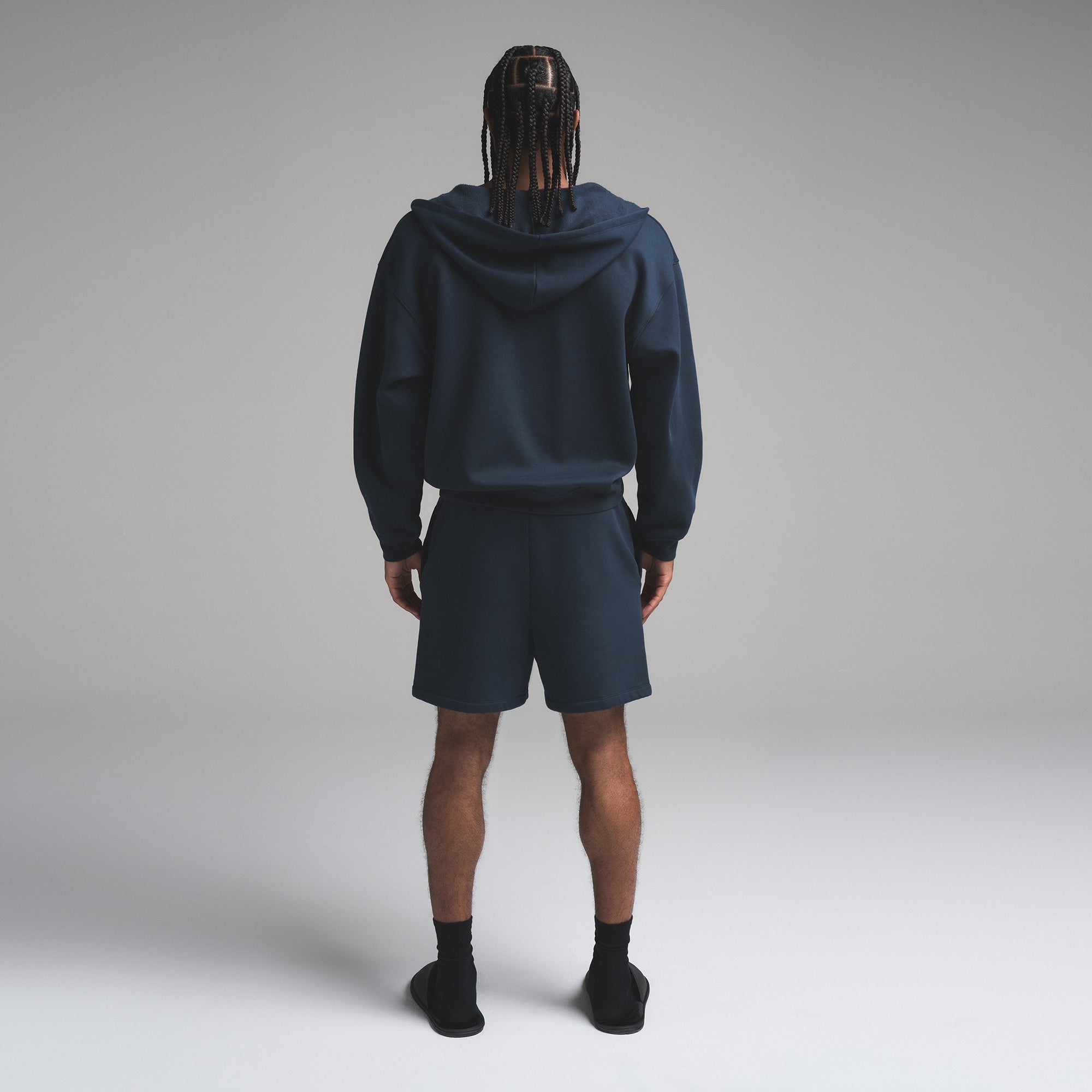 FLEECE LOUNGE MENS RELAXED ZIP UP HOODIE | NAVY - Image 5