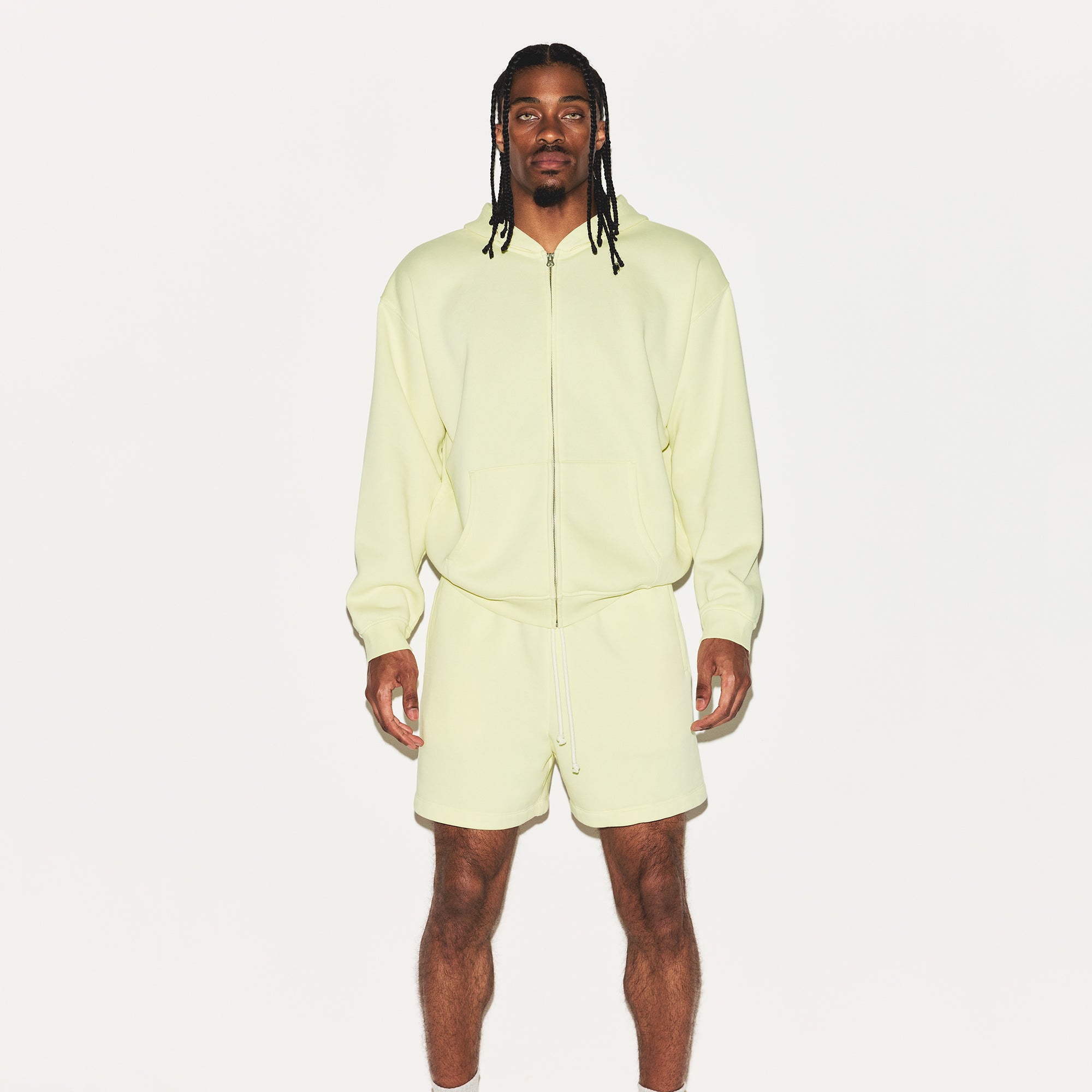 FLEECE LOUNGE MENS RELAXED ZIP UP HOODIE | SULFUR - Image 4