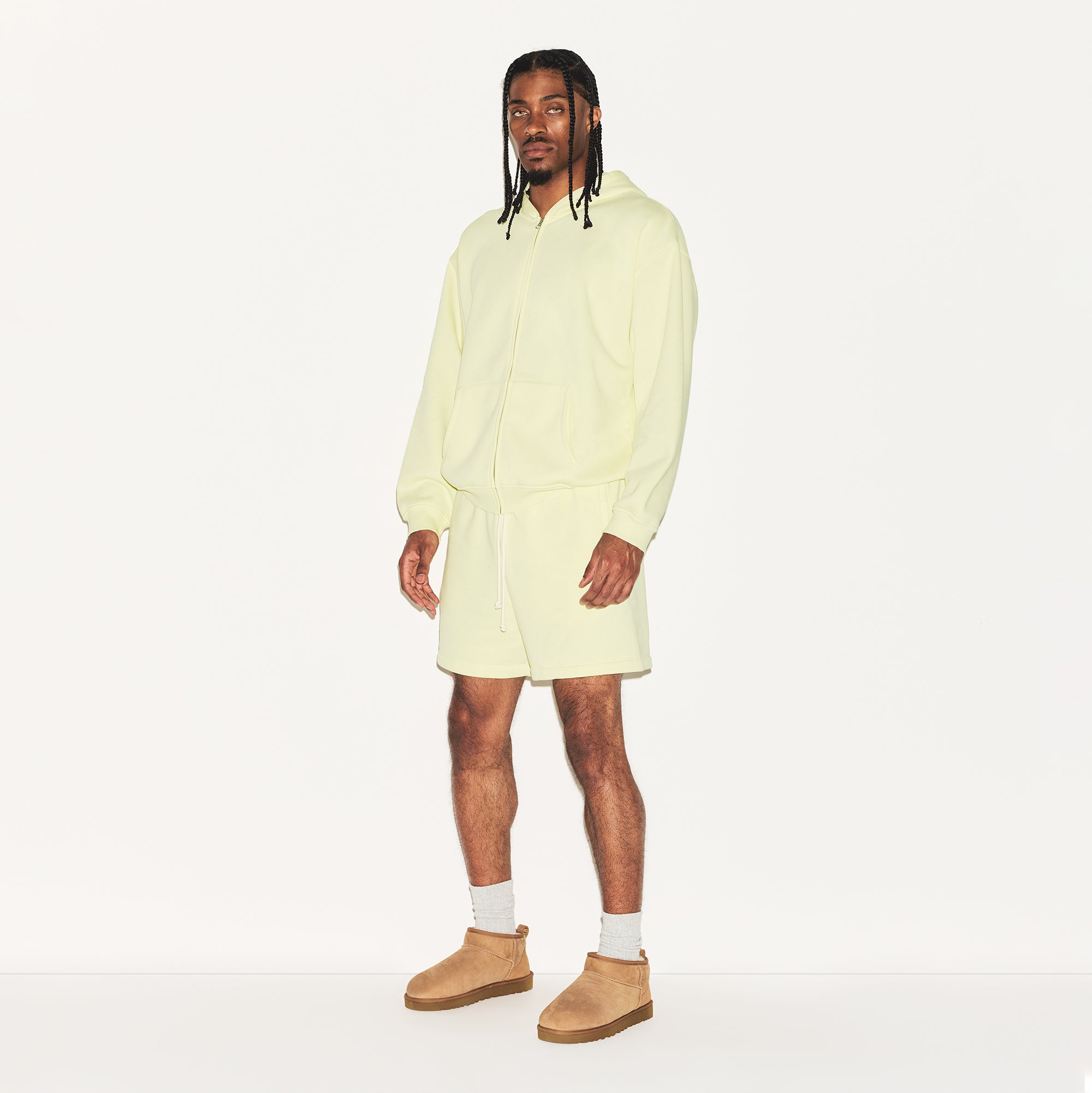 FLEECE LOUNGE MENS RELAXED ZIP UP HOODIE | SULFUR - Image 2