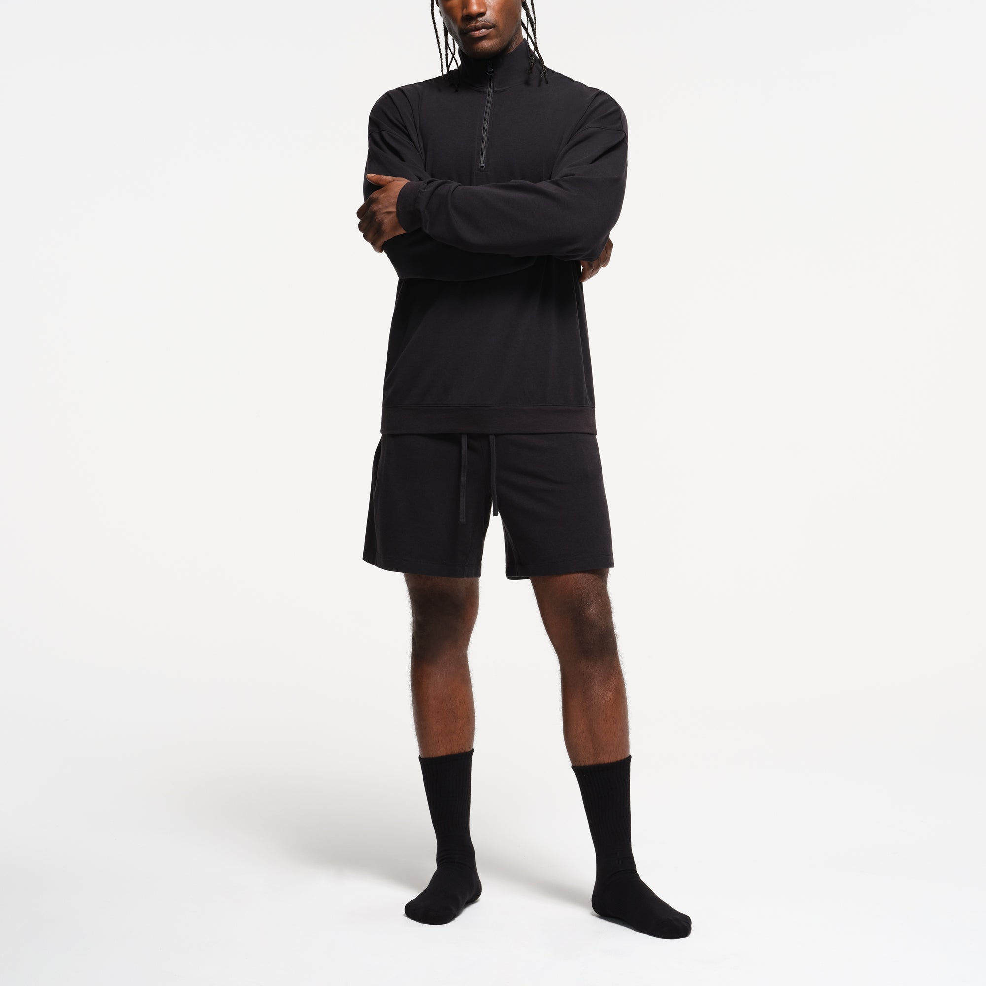 JERSEY LOUNGE MENS RELAXED QUARTER ZIP PULLOVER | OBSIDIAN - Image 4