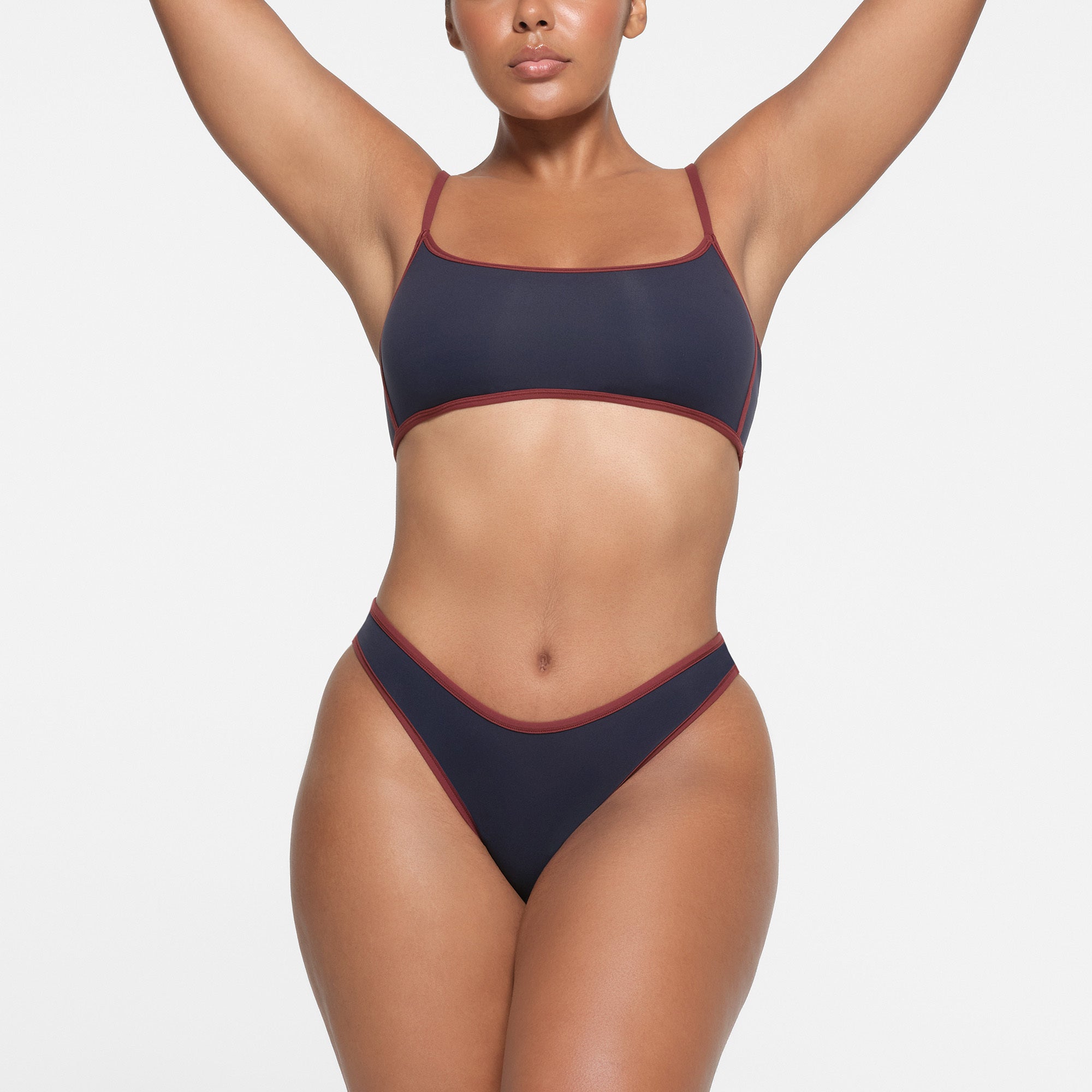 FITS EVERYBODY CONTRAST TRIM HIGH LEG BIKINI | NAVY
