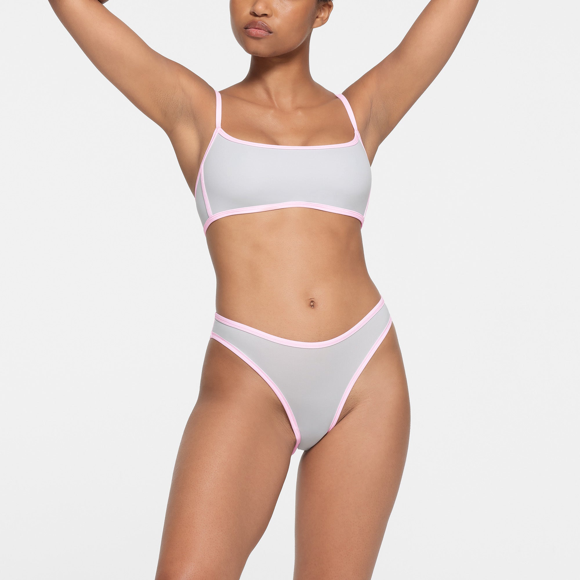 FITS EVERYBODY CONTRAST TRIM HIGH LEG BIKINI | PLATINUM