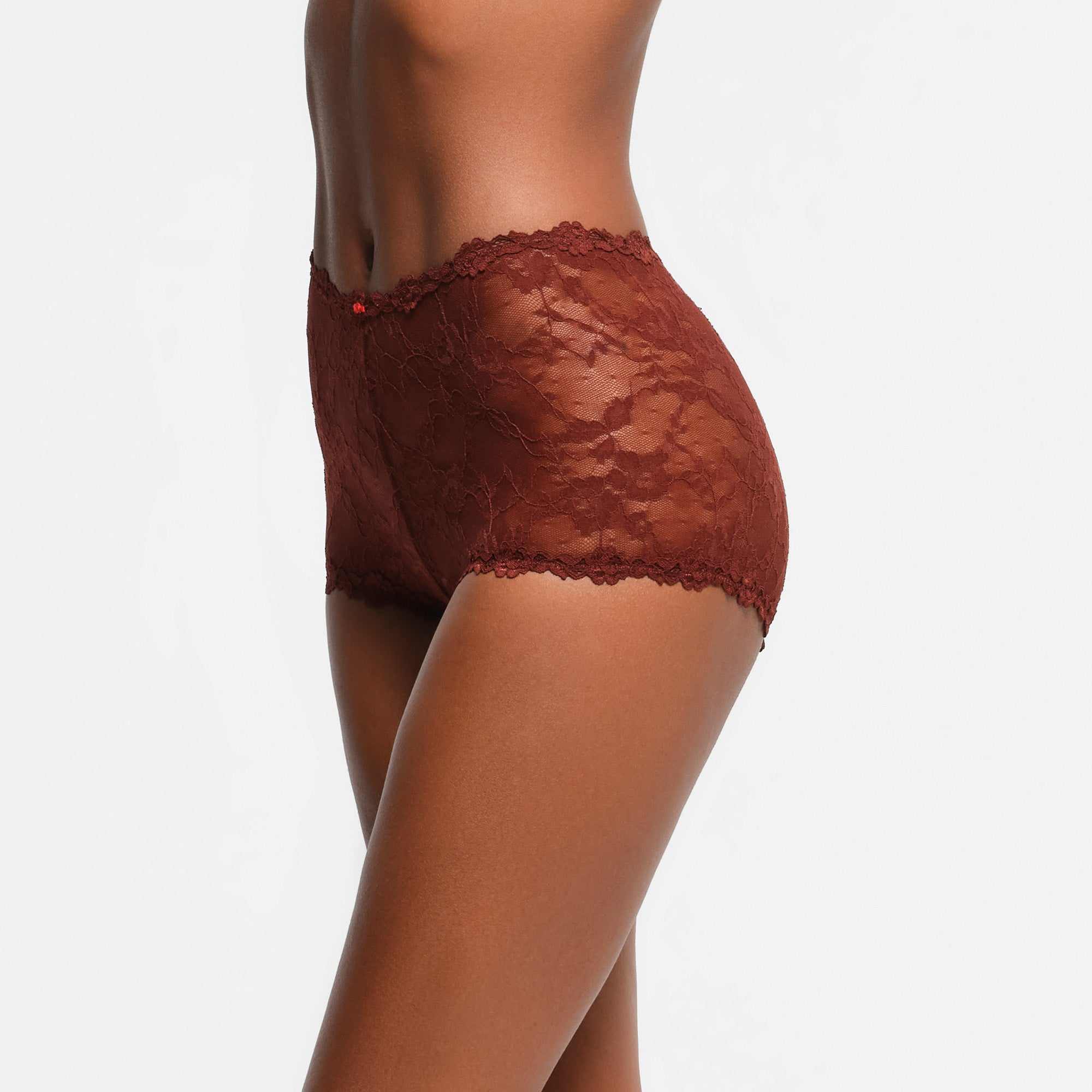 STRETCH LACE BOY SHORT | OXBLOOD - Image 2