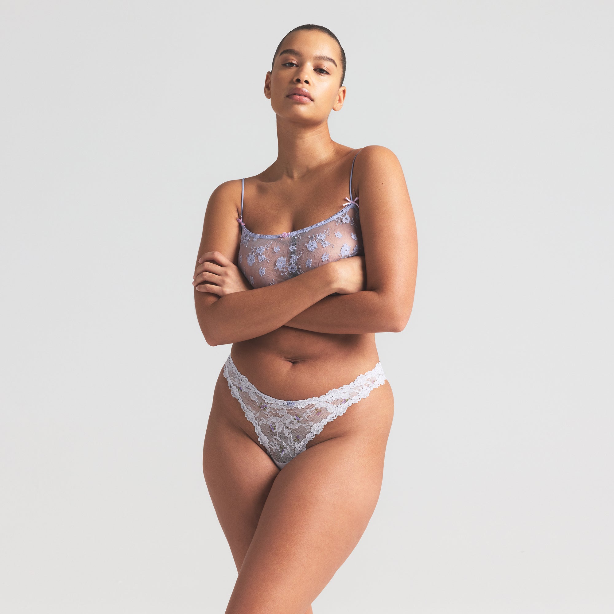 STRETCH LACE DIPPED THONG | WIND ROSEBUD PRINT - Image 3
