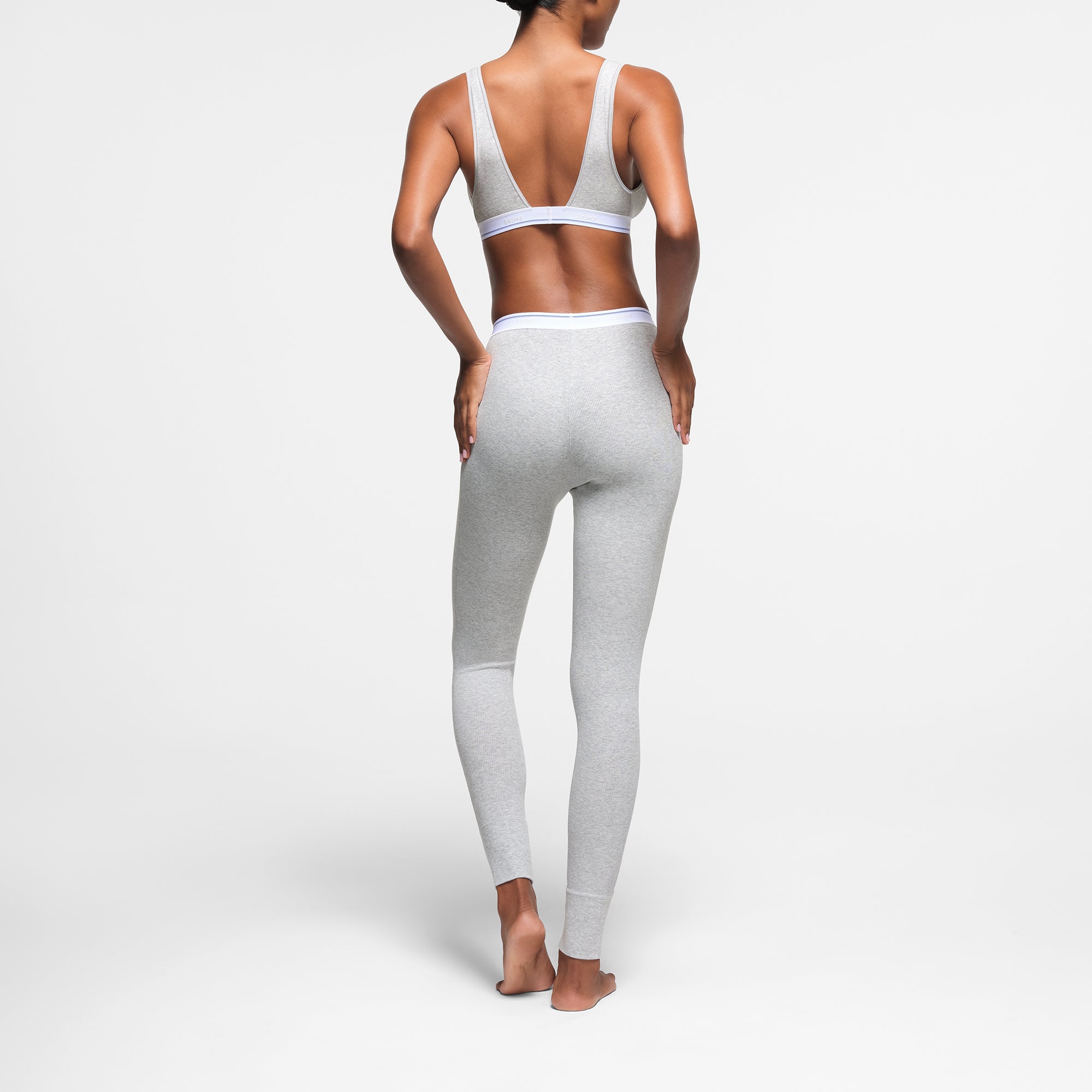 COTTON RIB LEGGING | LIGHT HEATHER GREY STRIPE - Image 3