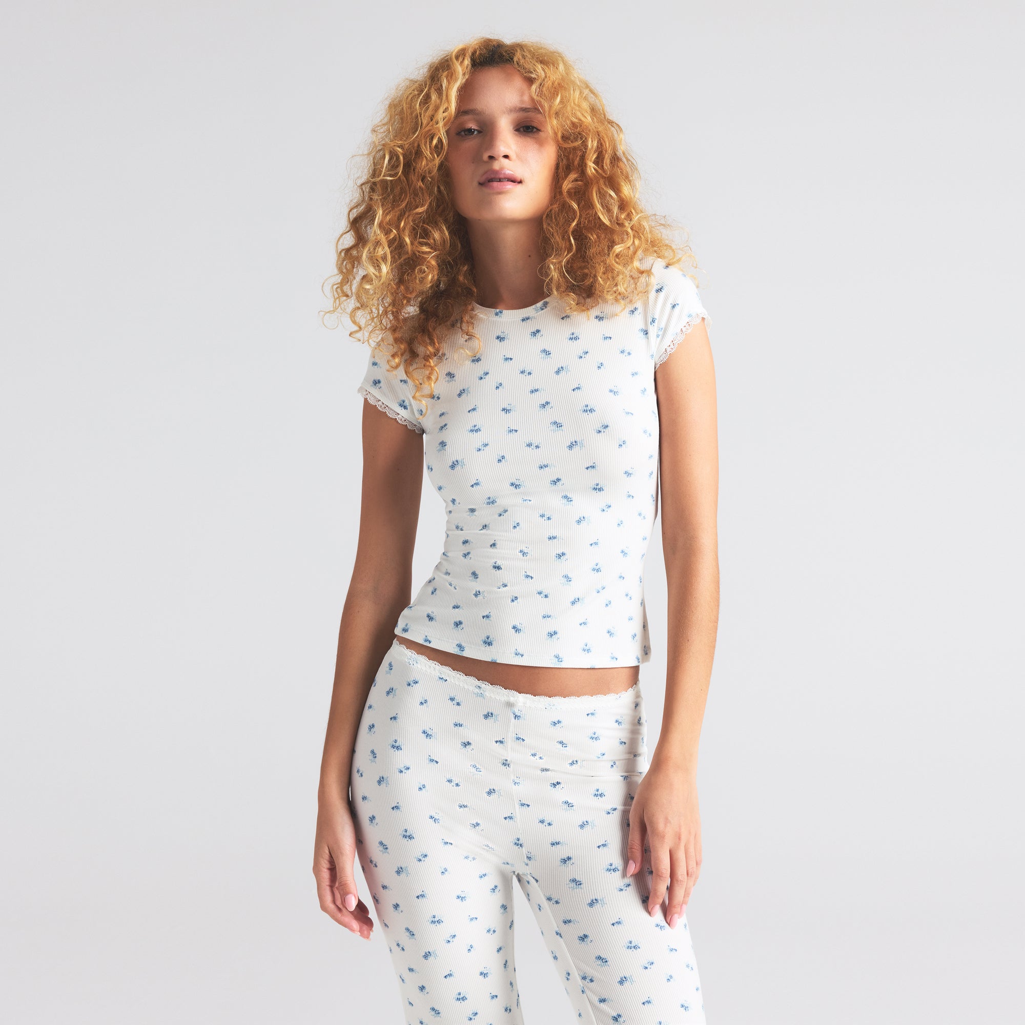 SOFT LOUNGE LACE PANT | BLUE GARDEN PRINT - Image 2