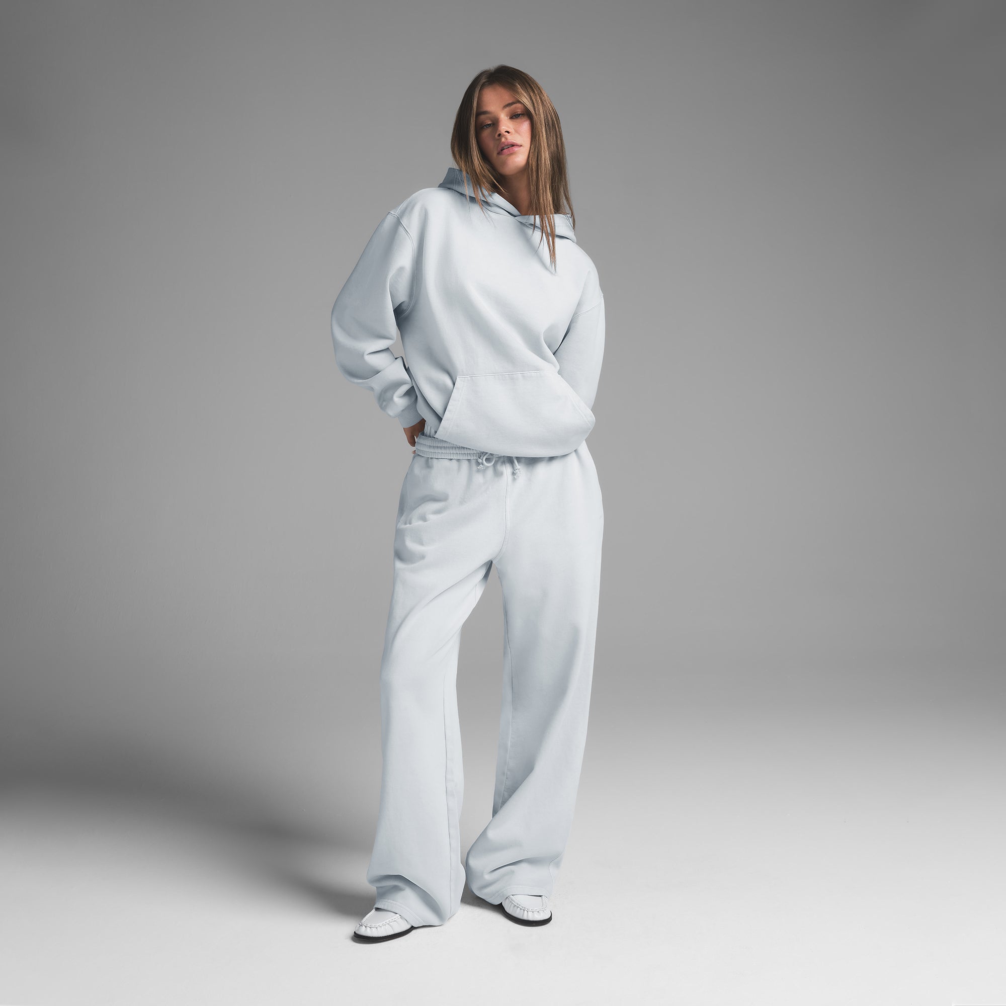 BOYFRIEND FLEECE STRAIGHT LEG PANT | ZEN BLUE