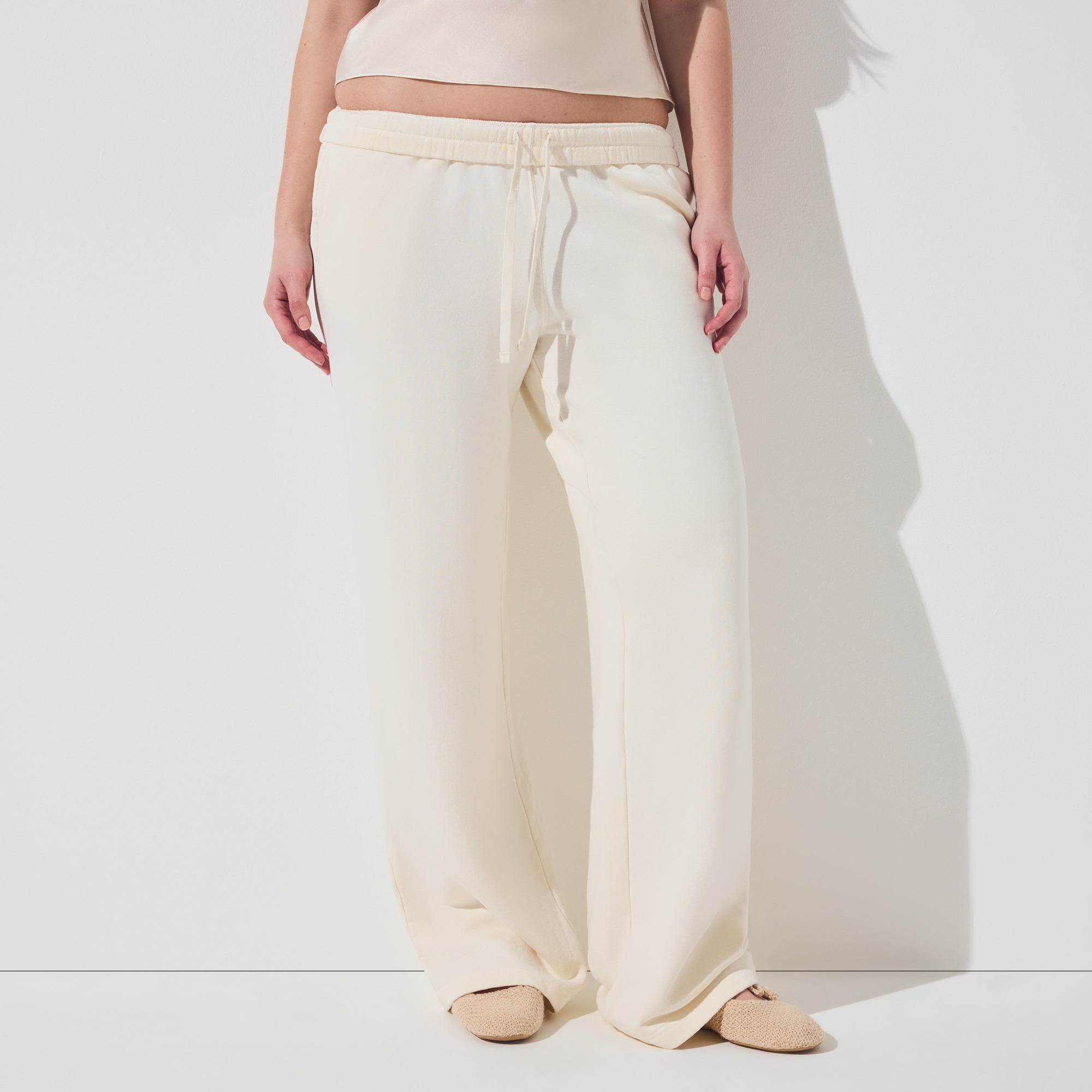 FRENCH TERRY STRAIGHT LEG PANT | ECRU - Image 3