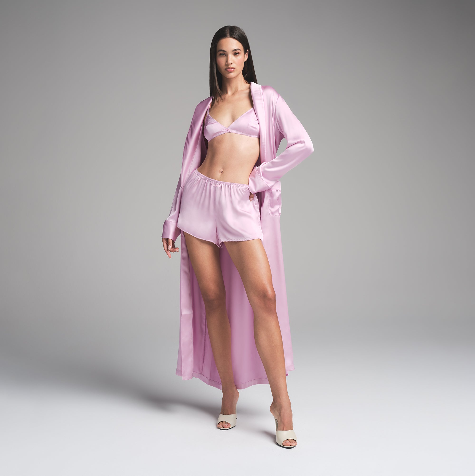 WOVEN SHINE LONG ROBE | PINK ROSE