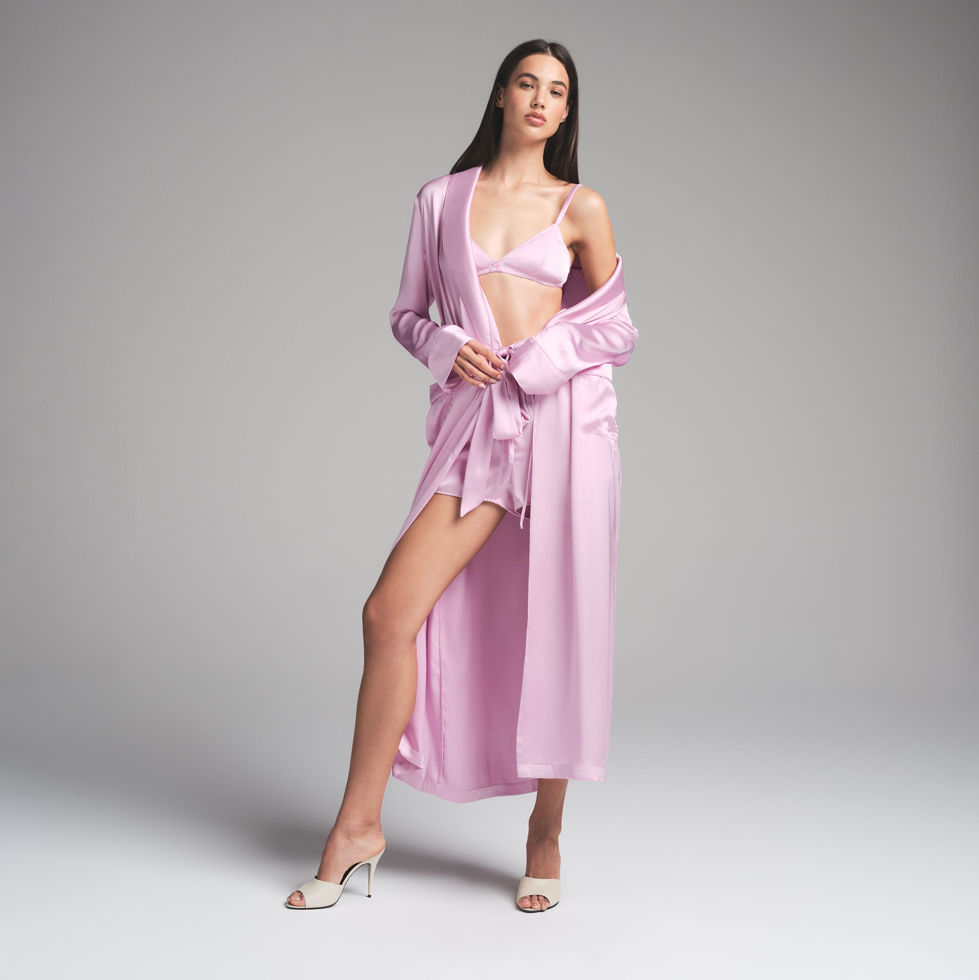 WOVEN SHINE LONG ROBE | PINK ROSE - Image 3