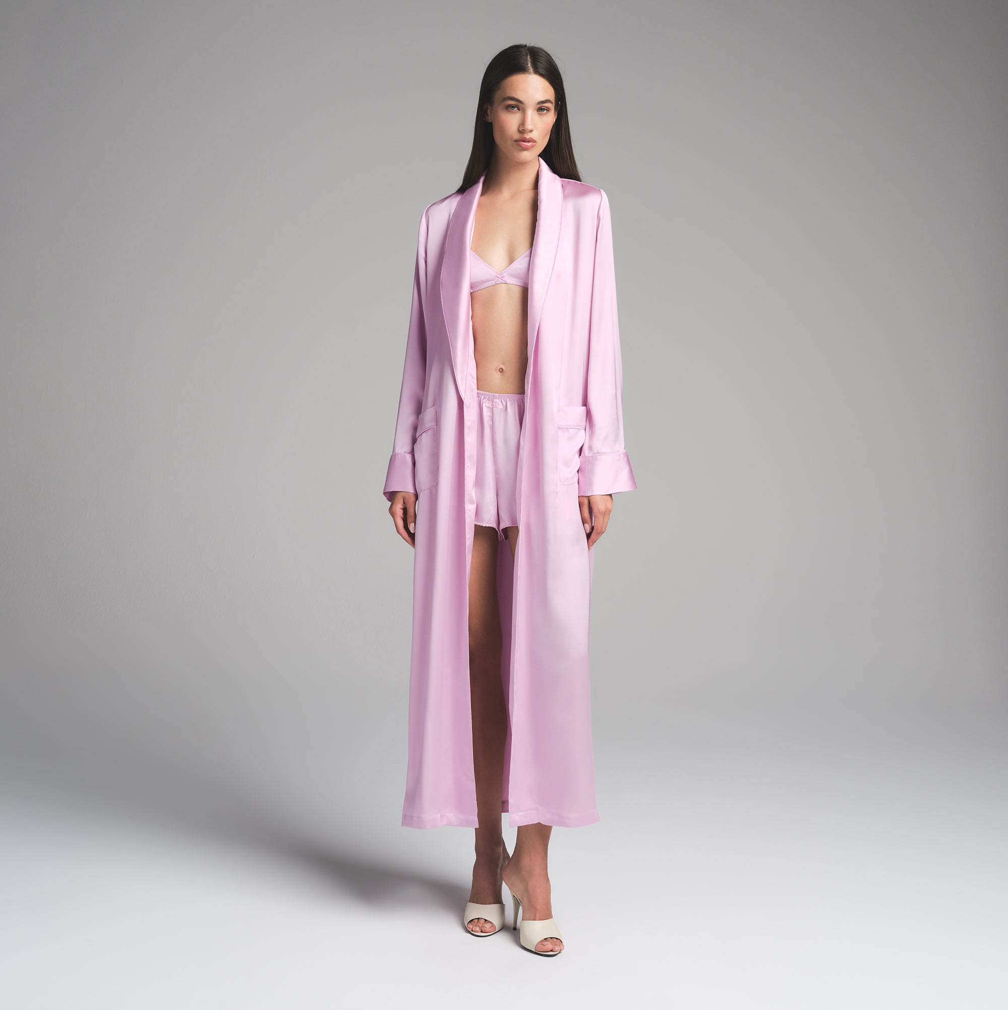 WOVEN SHINE LONG ROBE | PINK ROSE - Image 4