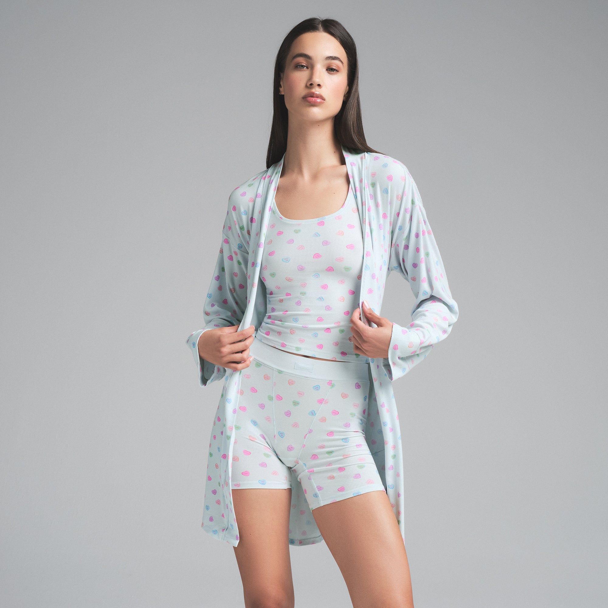 SOFT LOUNGE ROBE | CLOUD CANDY HEART PRINT - Image 2