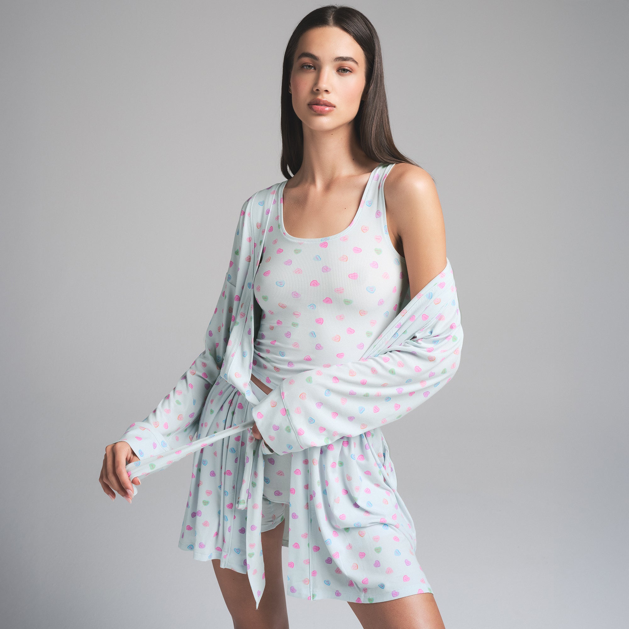 SOFT LOUNGE ROBE | CLOUD CANDY HEART PRINT - Image 3