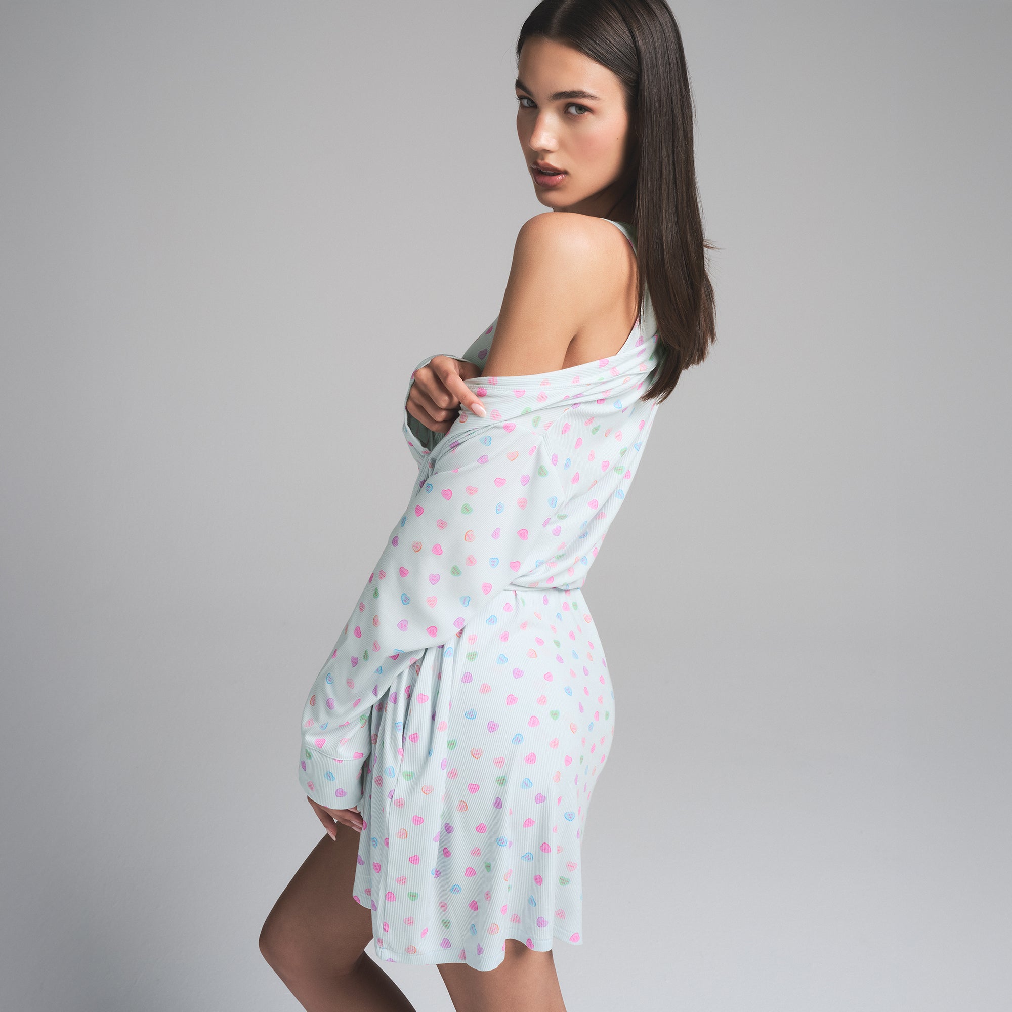 SOFT LOUNGE ROBE | CLOUD CANDY HEART PRINT - Image 4