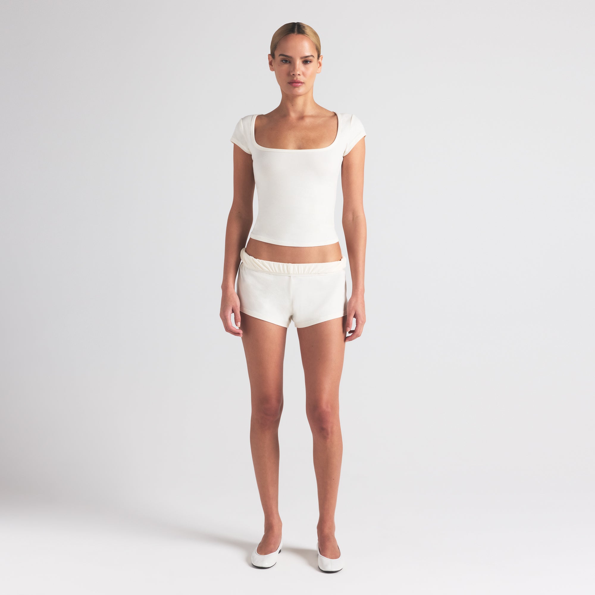 COTTON JERSEY LOOSE SHORT | MARBLE