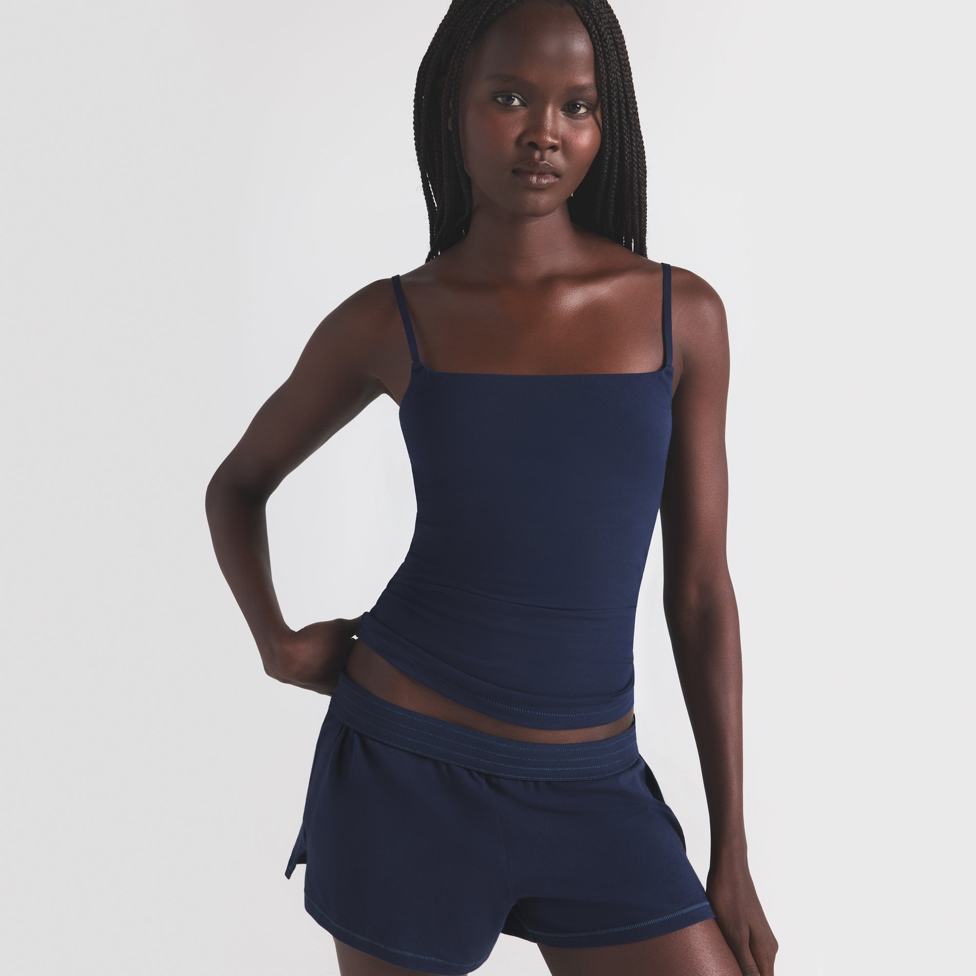 COTTON JERSEY LOOSE SHORT | NAVY - Image 2
