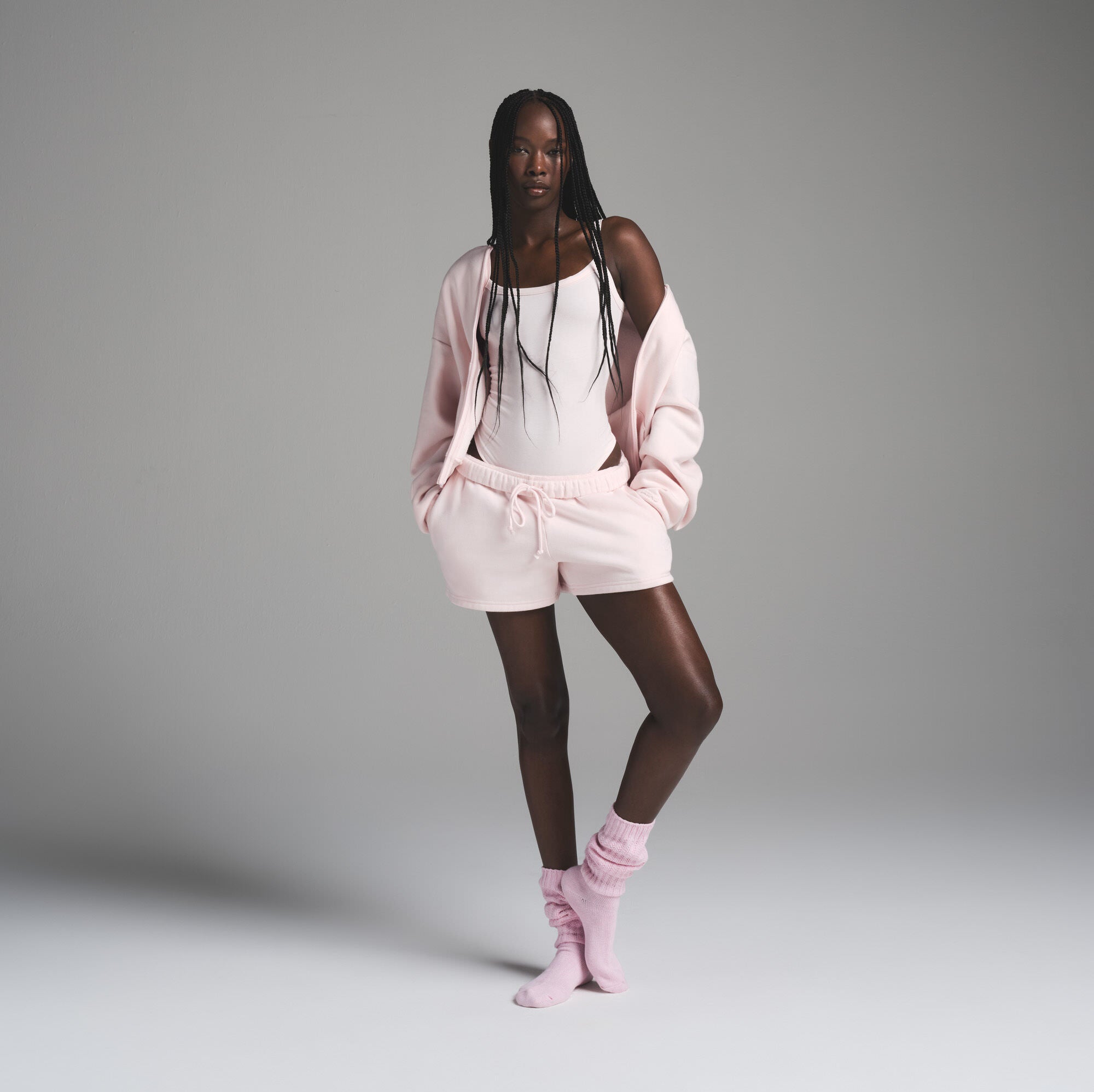 COTTON FLEECE CLASSIC SHORT | BARELY PINK