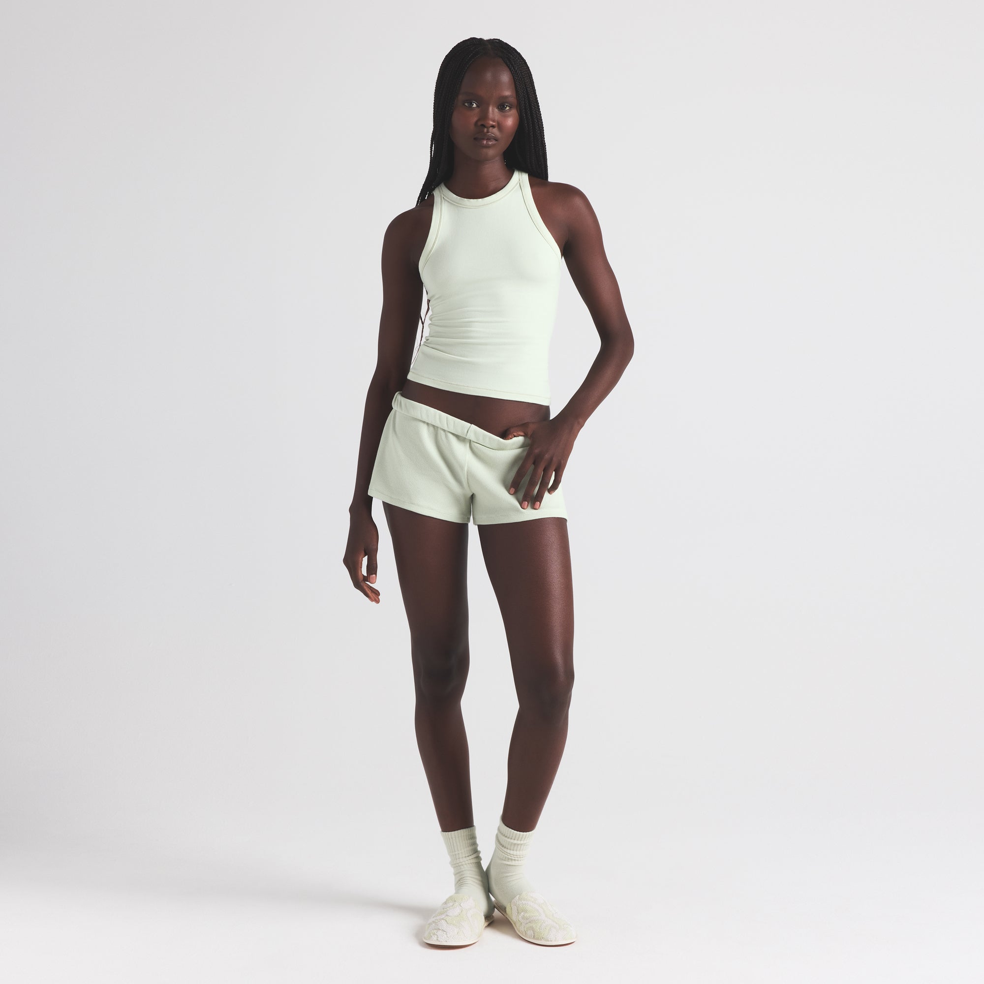 COTTON RIB LOOSE SHORT | SPEARMINT - Image 2