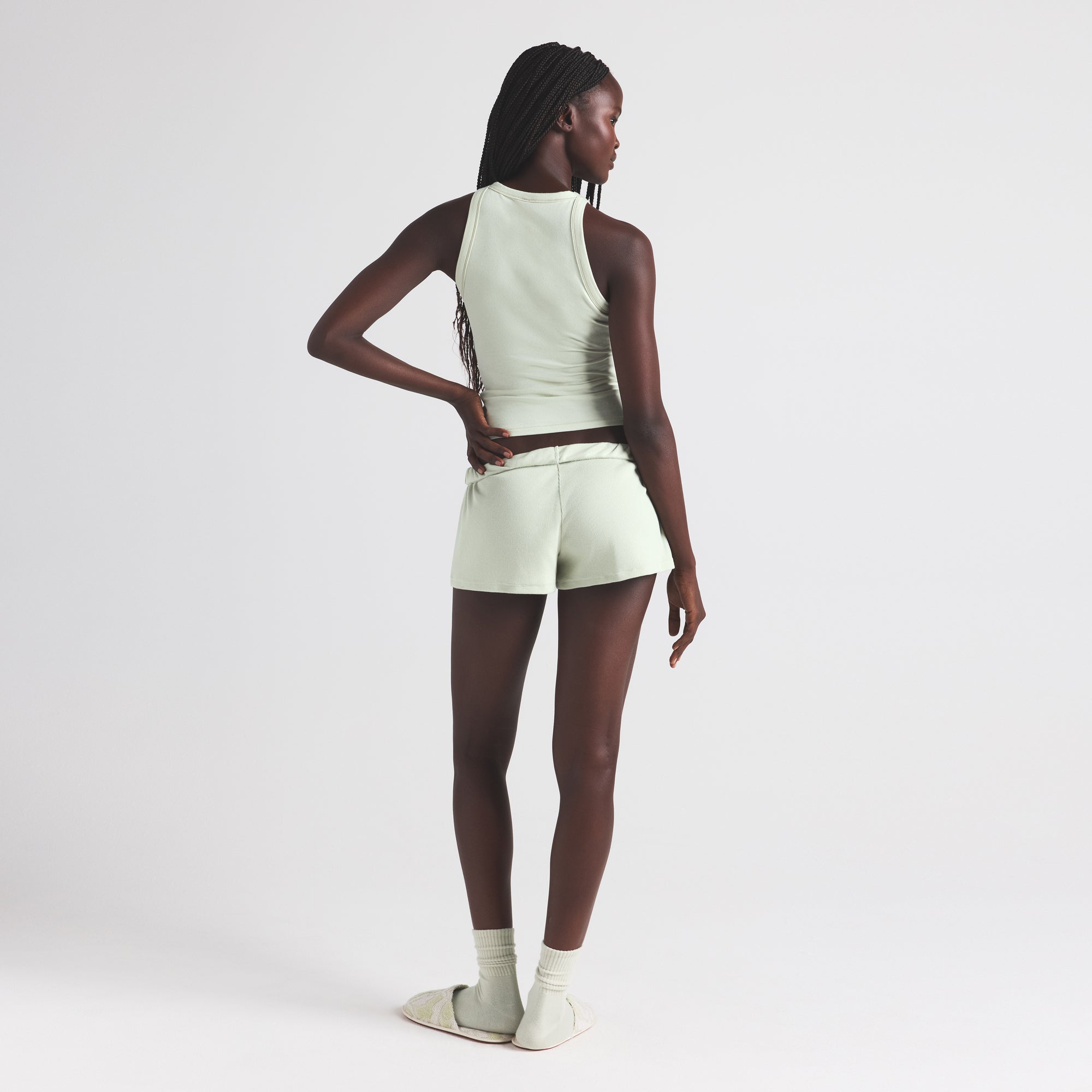 COTTON RIB LOOSE SHORT | SPEARMINT - Image 3