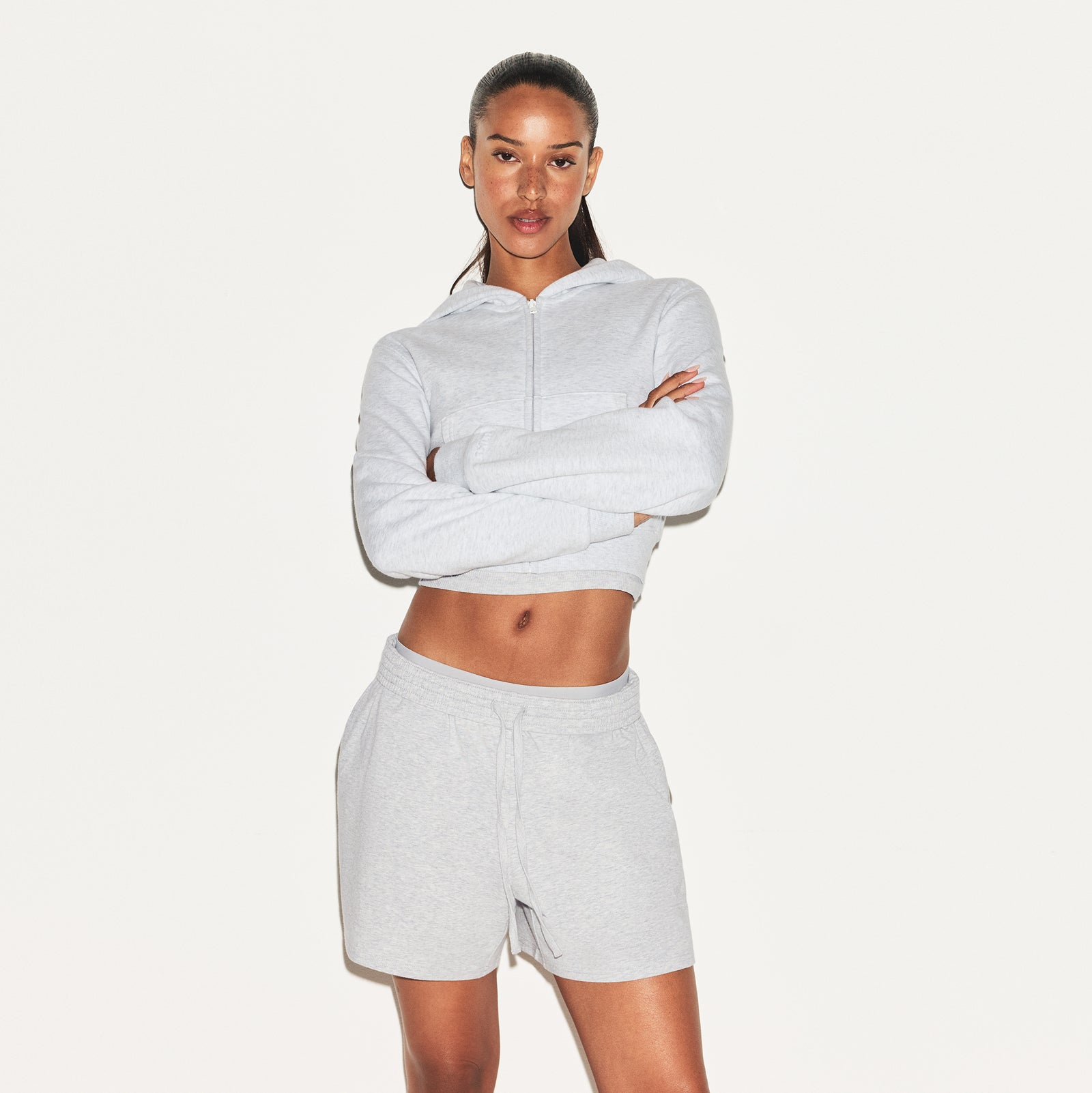 COTTON JERSEY CLASSIC SHORT | LIGHT HEATHER GREY - Image 3