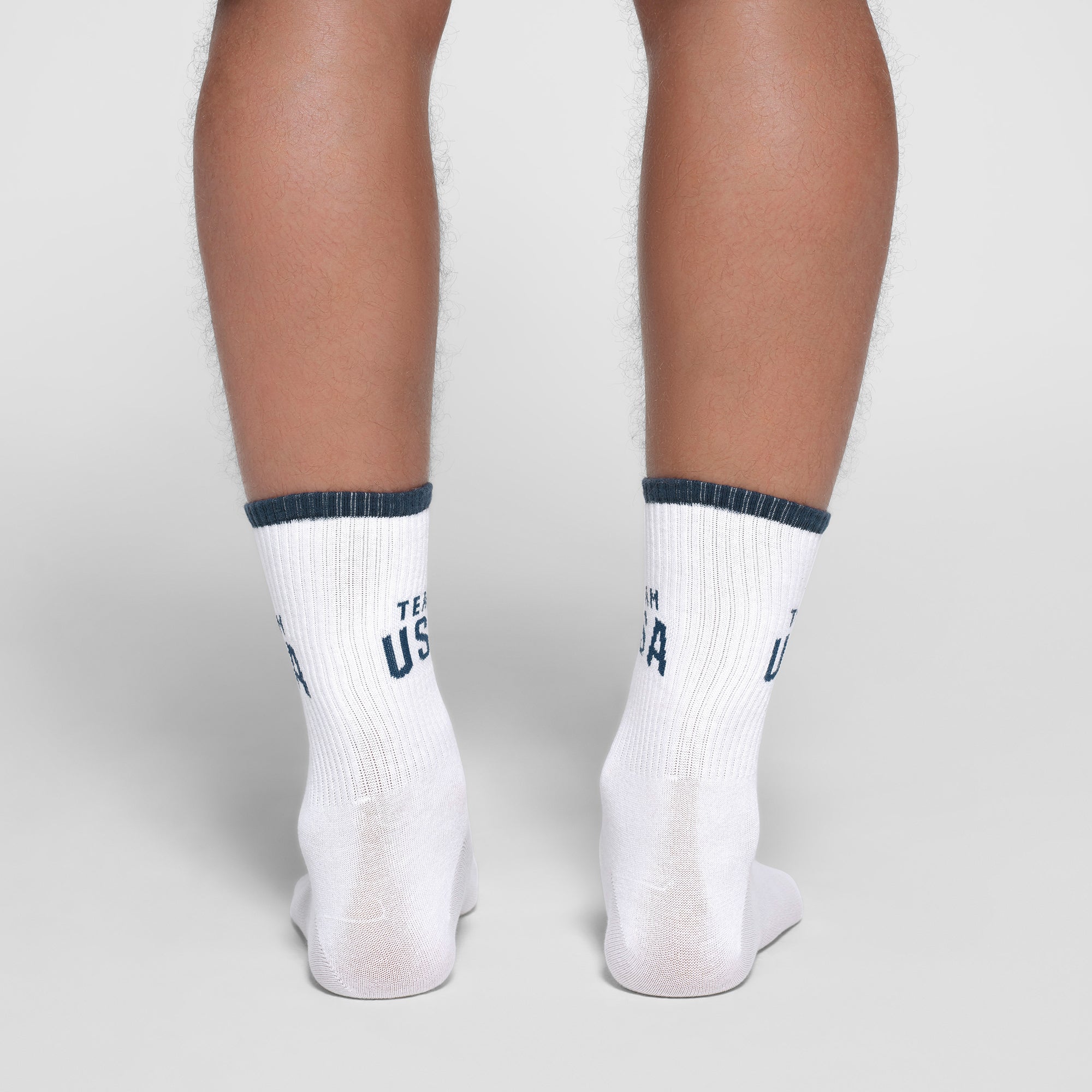 SKIMS FOR TEAM USA MENS PARALYMPIC RIBBED CREW SOCK | WHITE - Image 4