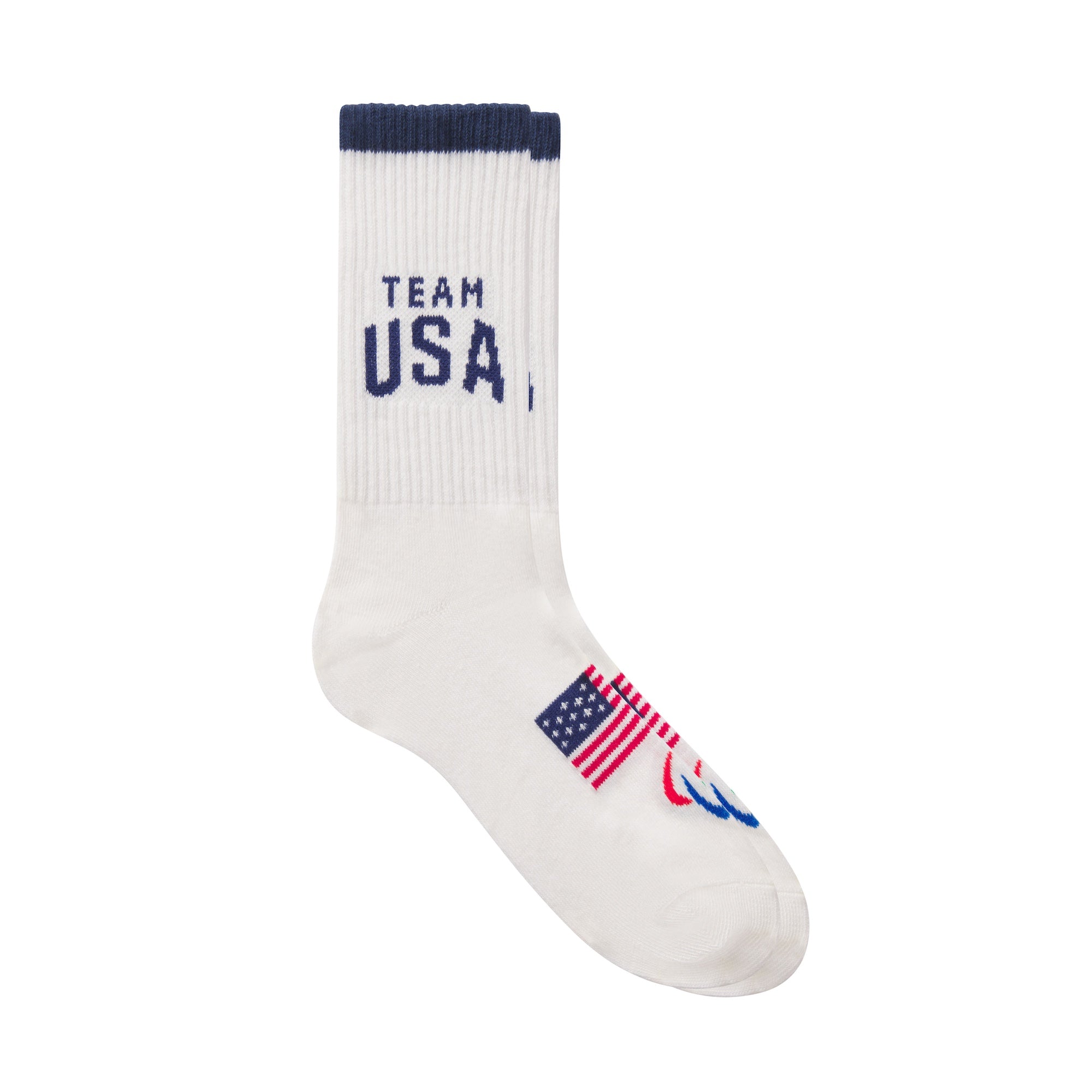 SKIMS FOR TEAM USA MENS PARALYMPIC RIBBED CREW SOCK | WHITE - Image 7