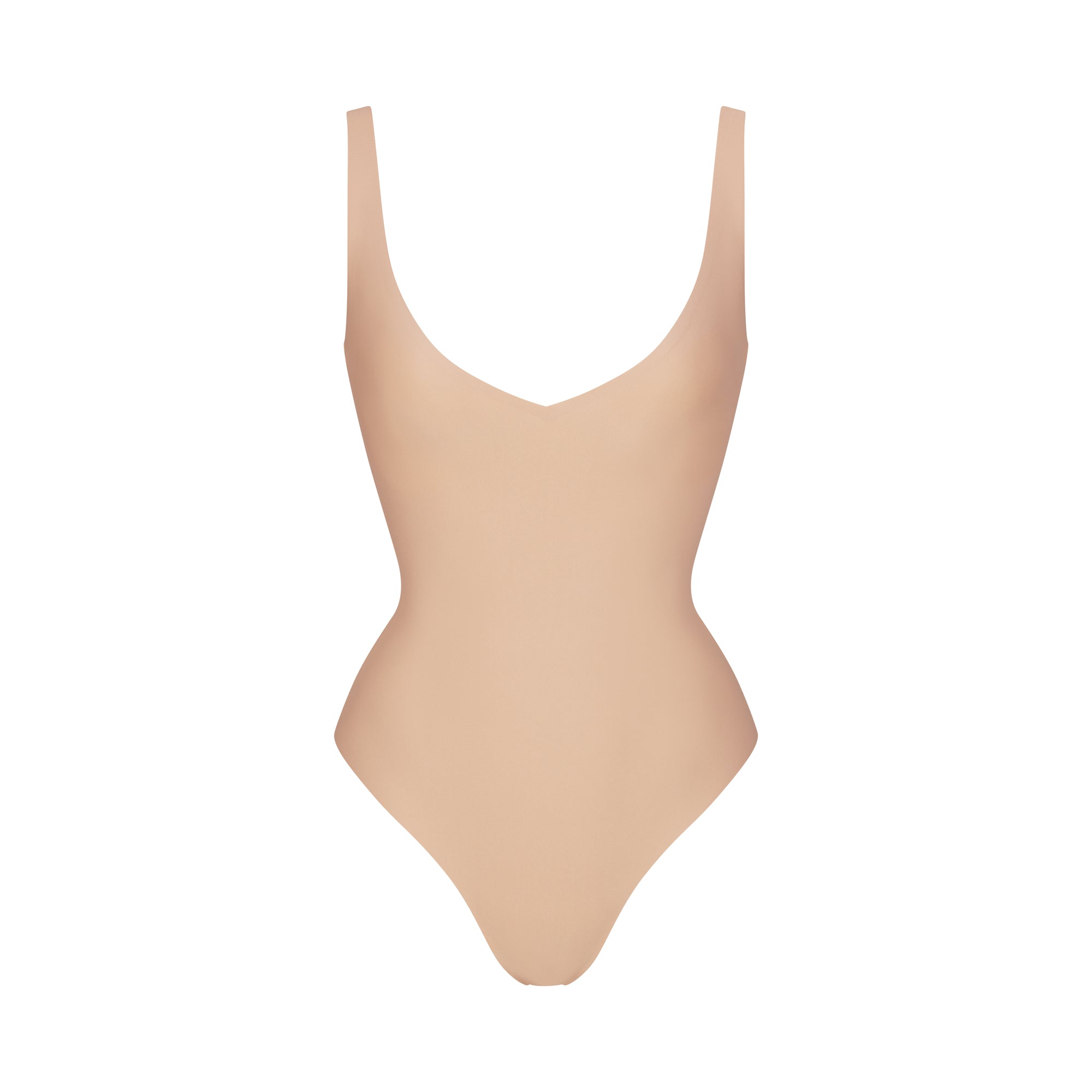 SKIMS BODY UNLINED PLUNGE THONG BODYSUIT | CLAY - Image 5