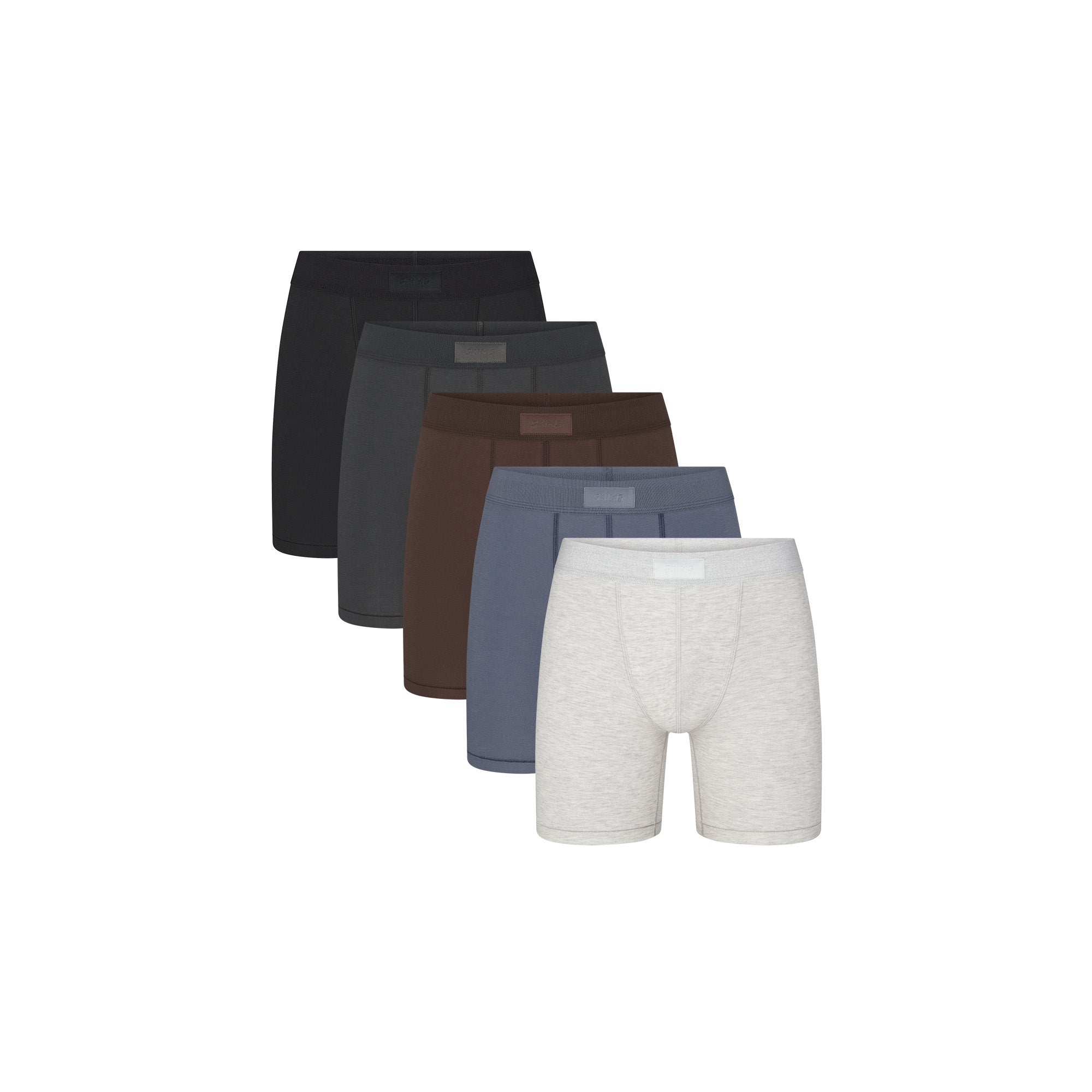 SKIMS COTTON MENS 5" BOXER BRIEF 5-PACK | DARK SEPIA ONYX MULTI - Image 12