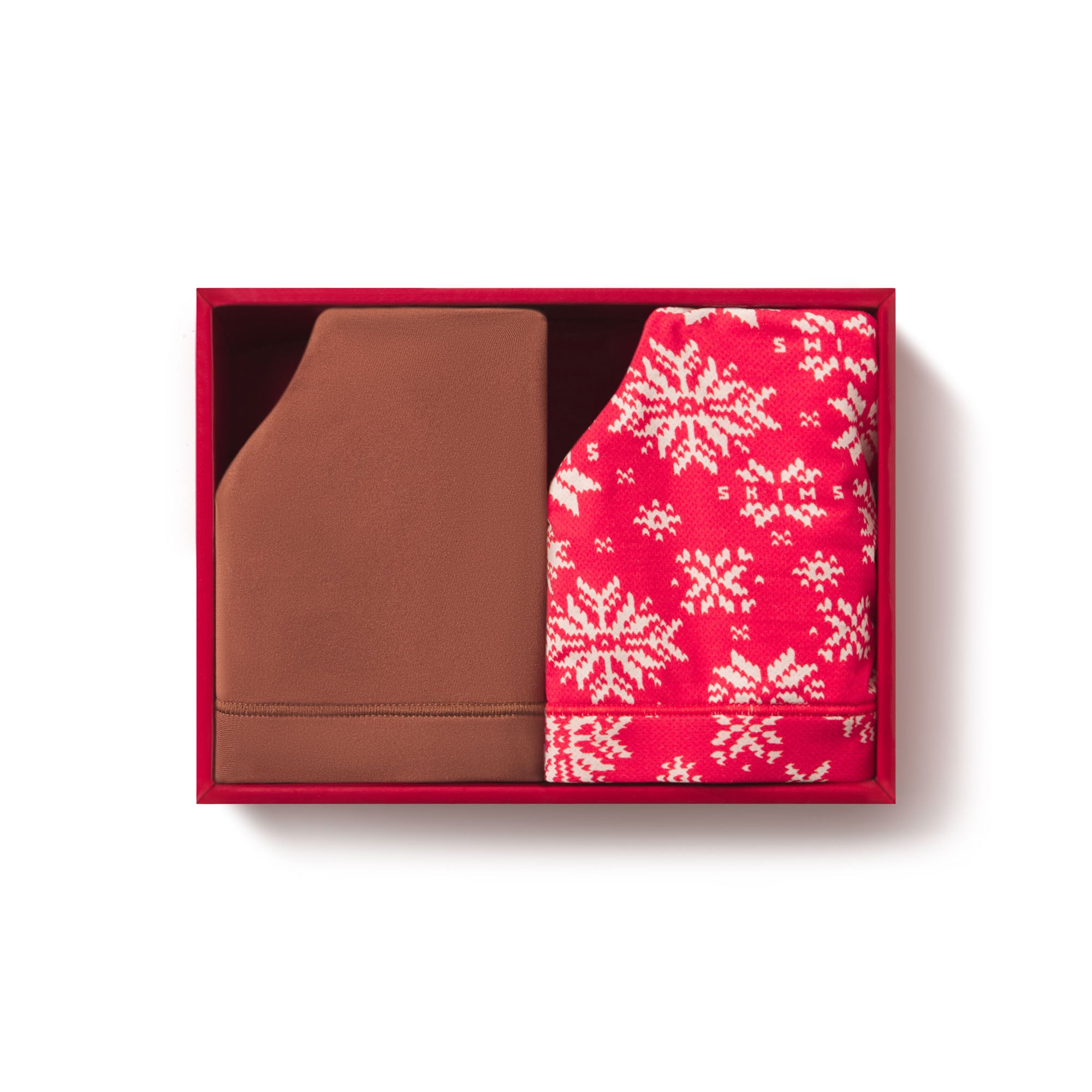 FITS EVERYBODY SCOOP BRALETTE 2-PACK | RED SNOWFLAKE FAIR ISLE AND BRANDY - Image 9