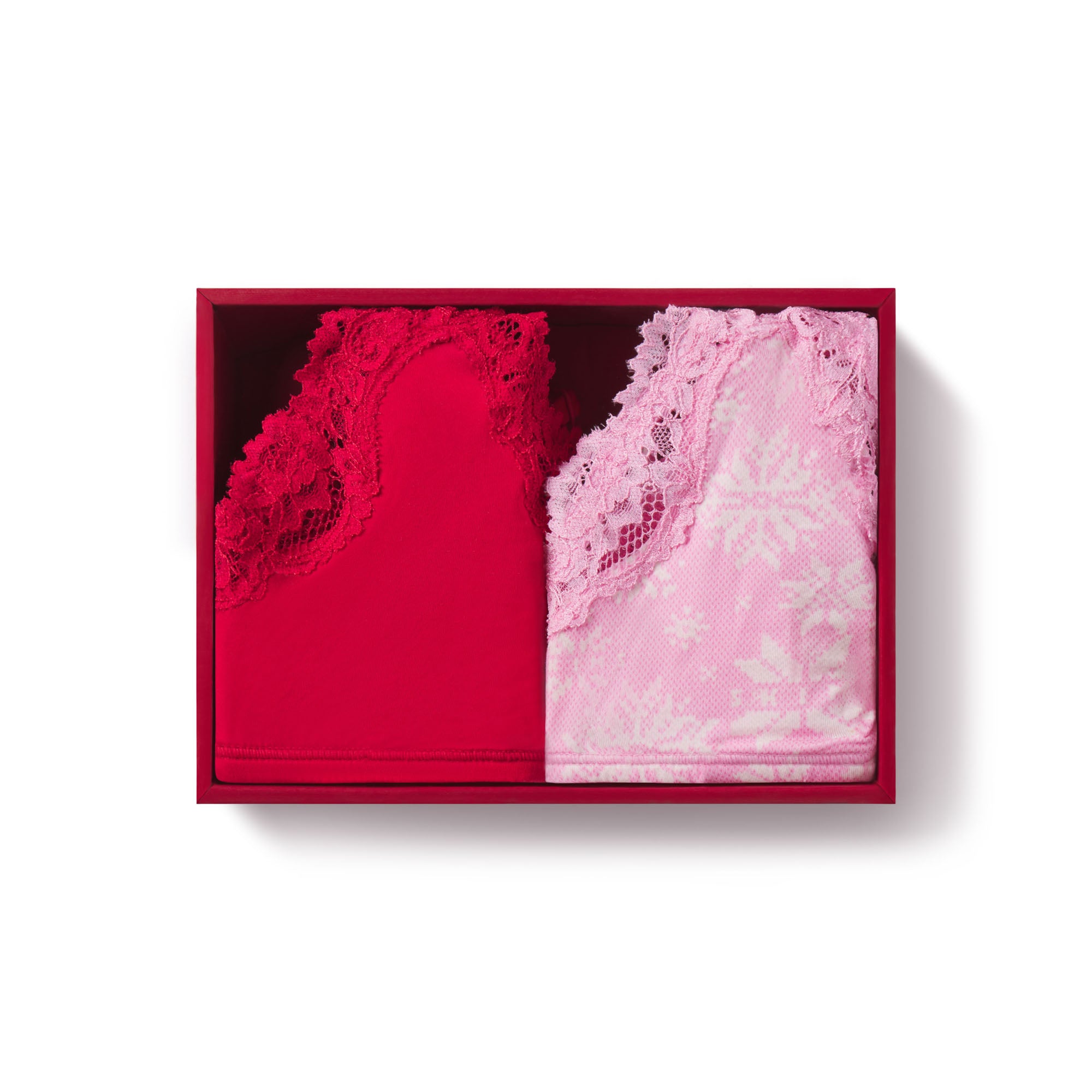 FITS EVERYBODY LACE SCOOP BRALETTE 2-PACK | BUBBLE GUM SNOWFLAKE FAIR ISLE AND CRANBERRY - Image 9