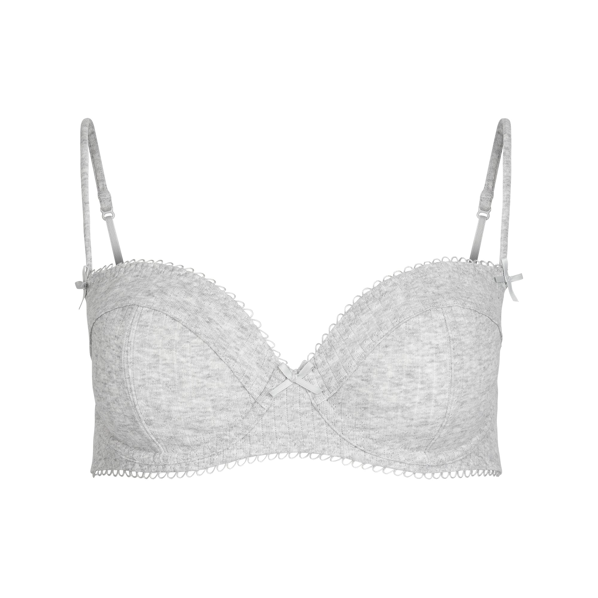 POINTELLE UNLINED BALCONETTE BRA | LIGHT HEATHER GREY - Image 4