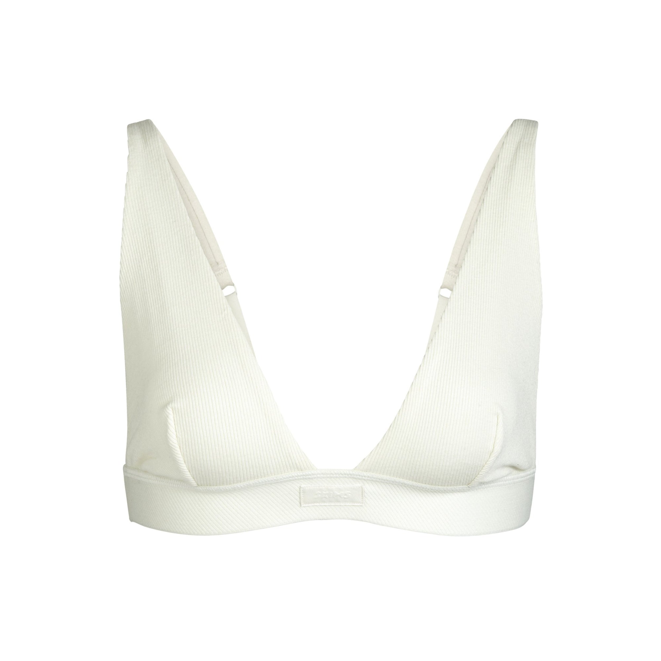 COTTON RIB PLUNGE BRALETTE | BONE - Image 6